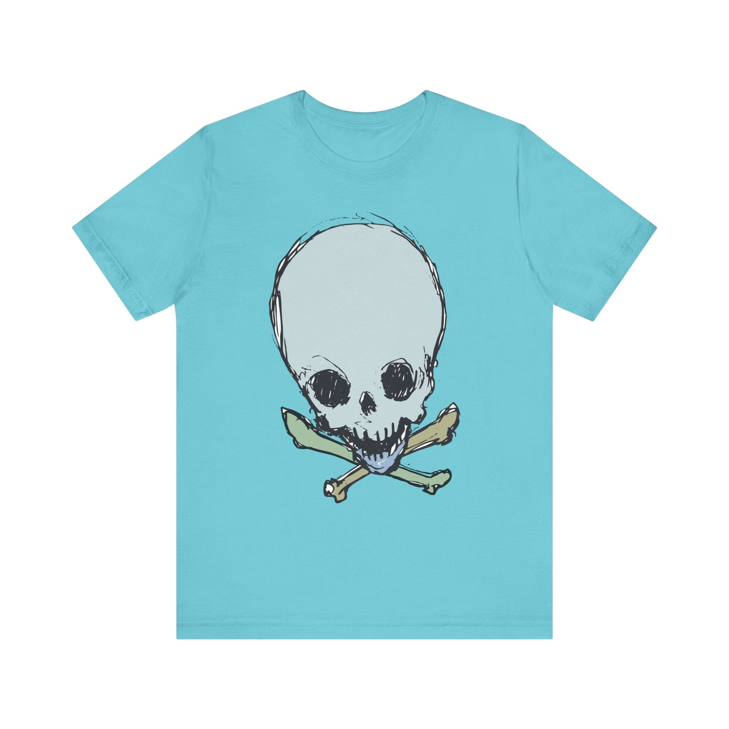 Lt Blue Skull Graphic Design Tee, Skull Shirt, Vintage Tees, Art Design T-Shirt, Vintage Graphic Tee, Art Shirts with Skulls