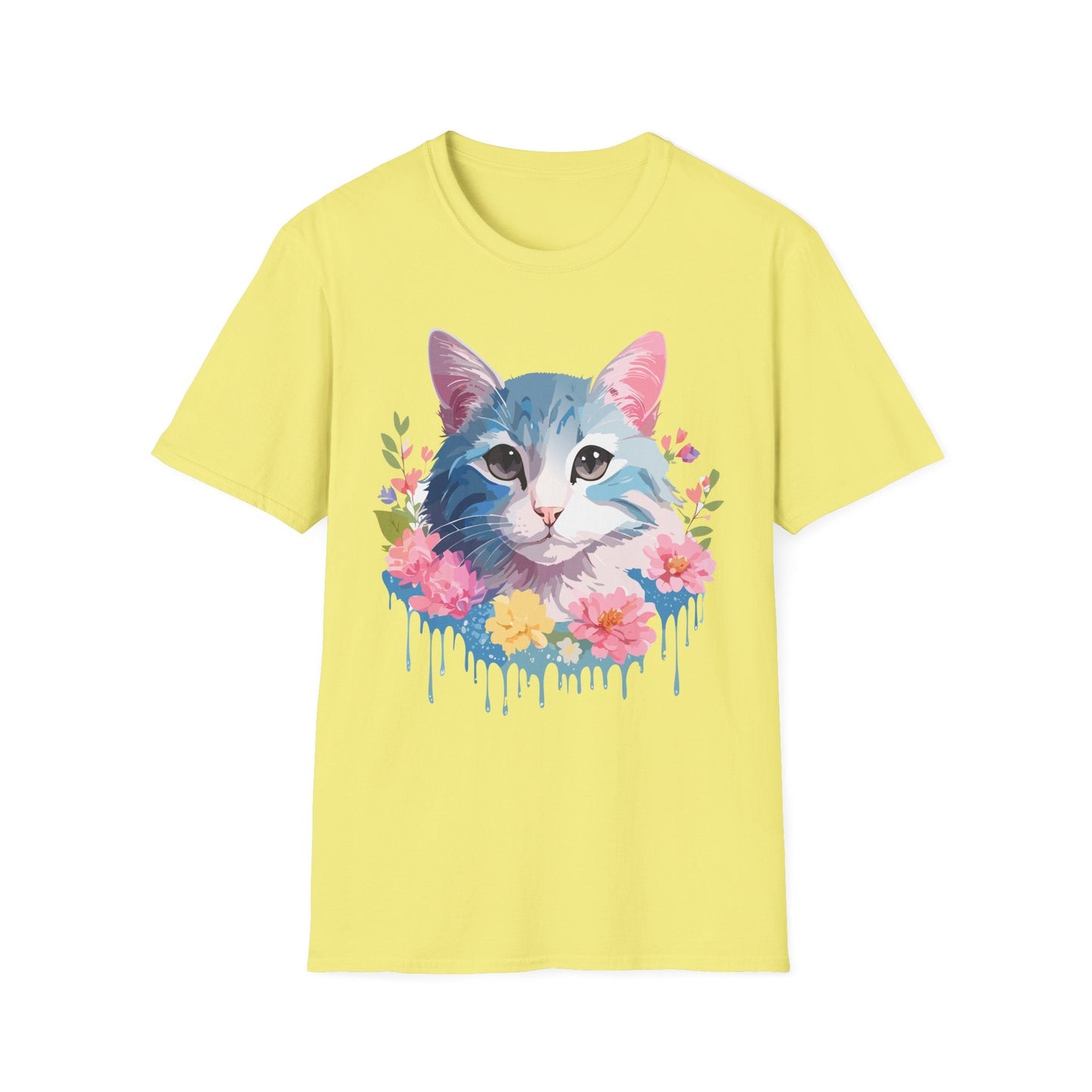Cat Shirt Unisex Cat Tee Kitten Print Gildan Softstyle 64000