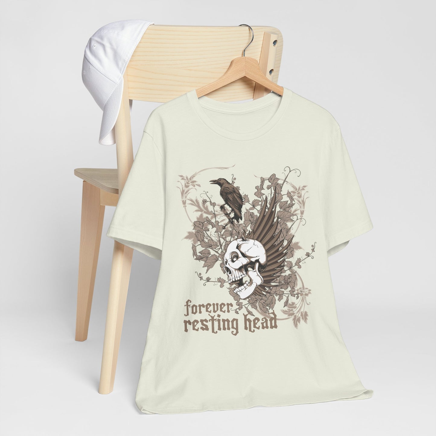 Forever Resting Head Tee, Edgy Graphic Shirt, Music T-Shirt, Gothic Tees, Skull Shirt, Art Design Tee, Skull Graphic Top