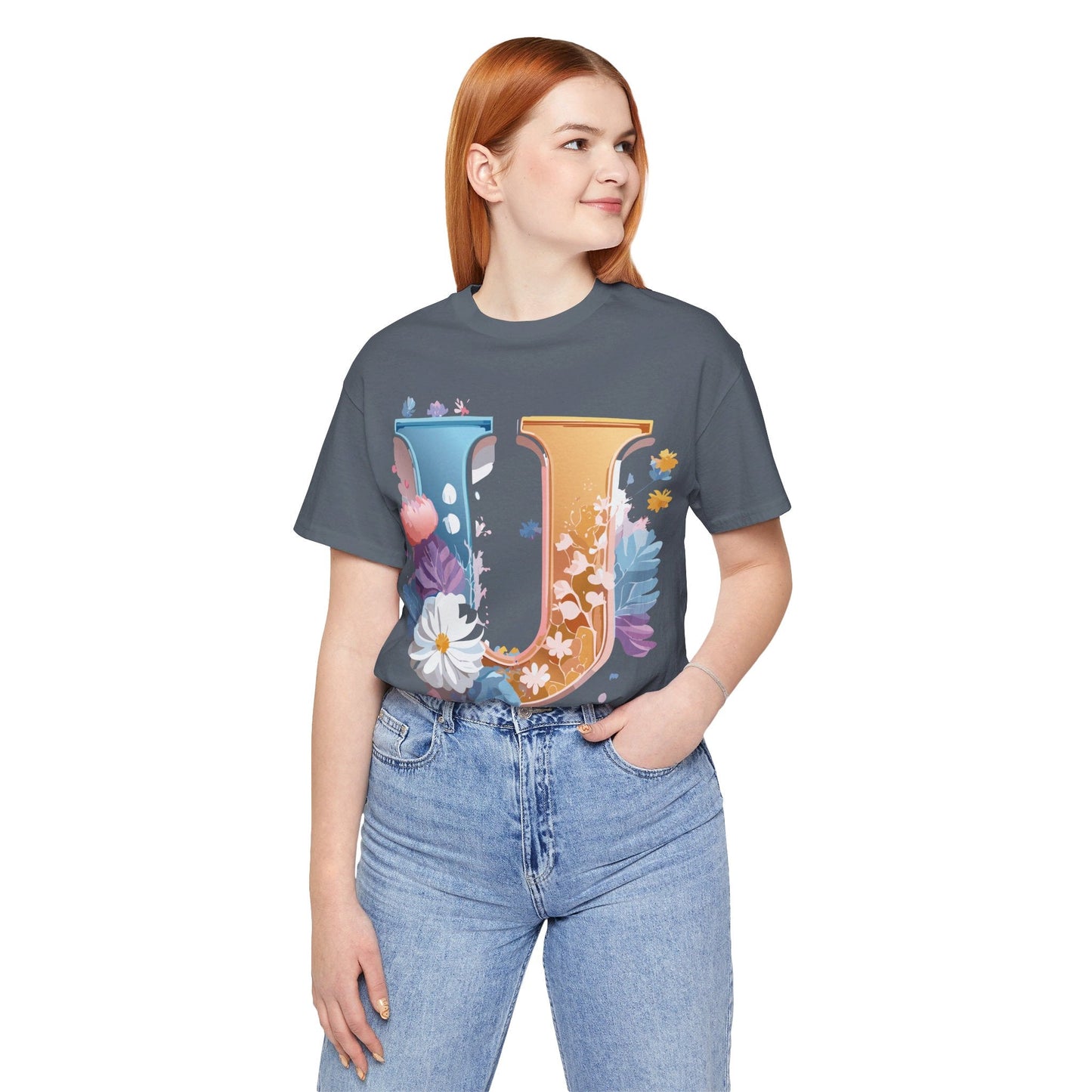 Letter U Graphic Tee Unisex Jersey Short Sleeve Premium Adelpha Art Design Shirt