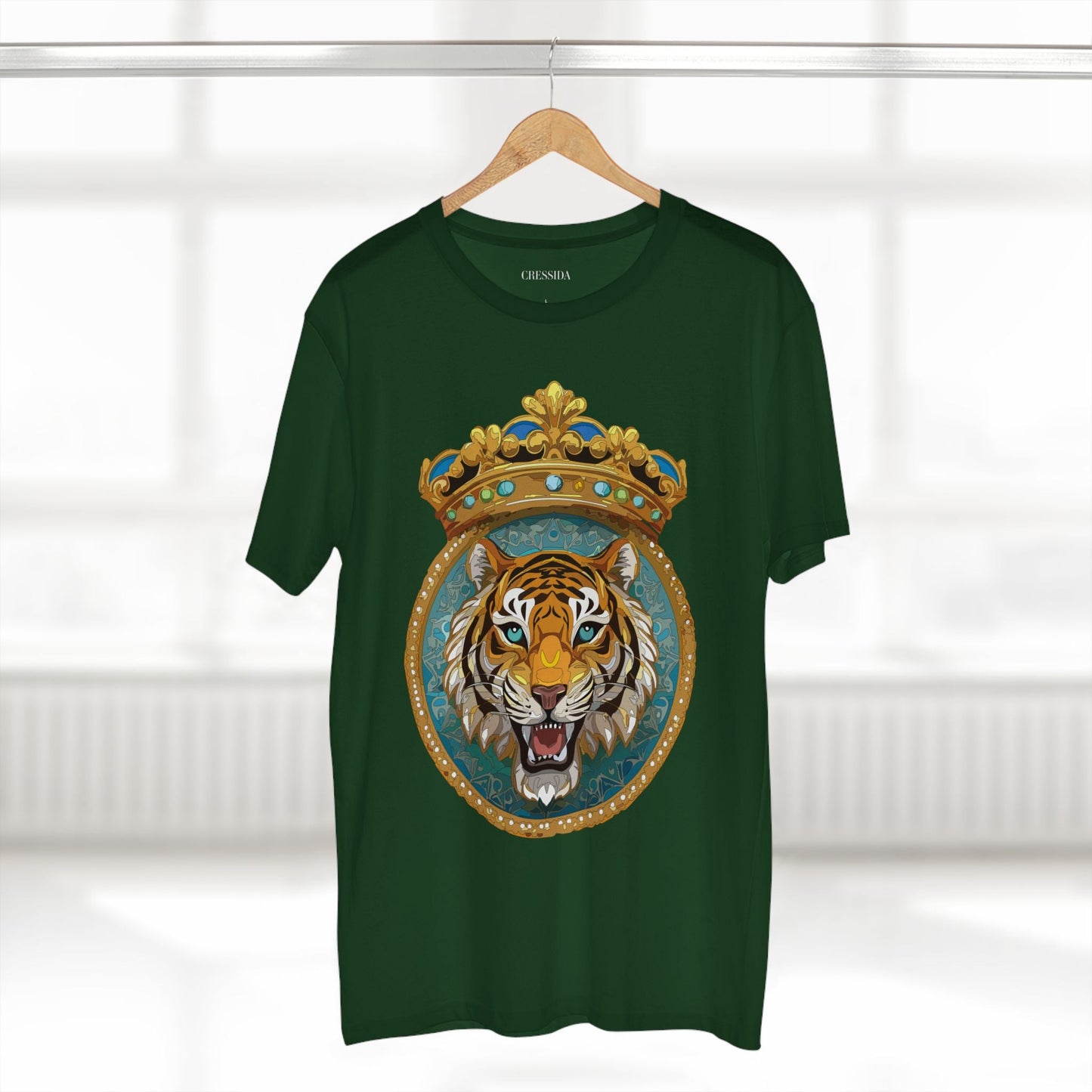 Tiger Graphic Unisex 100 Cotton Tee With Unique Animal Golden Medallion Art Design 3
