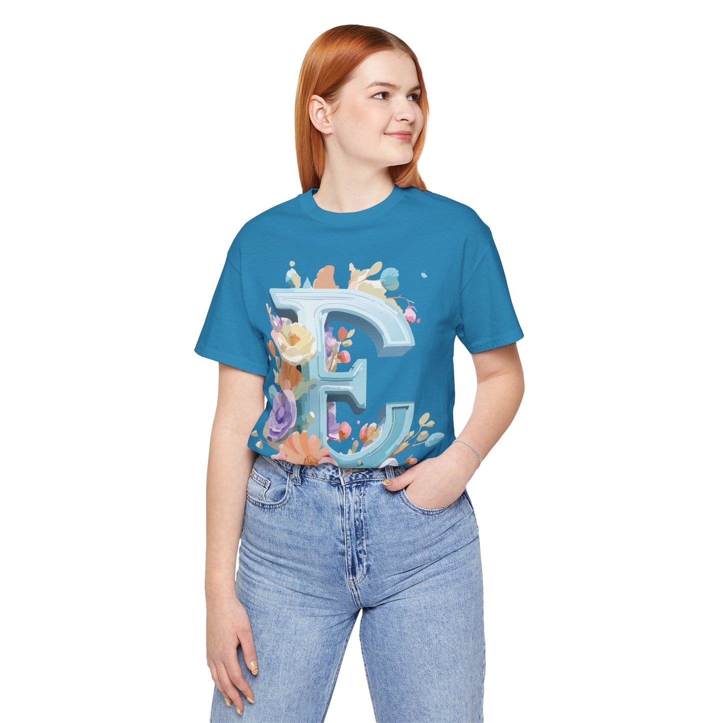 Letter E Graphic Tee Unisex Vintage Inspired Art Design Adelpha Short Sleeve Shirt