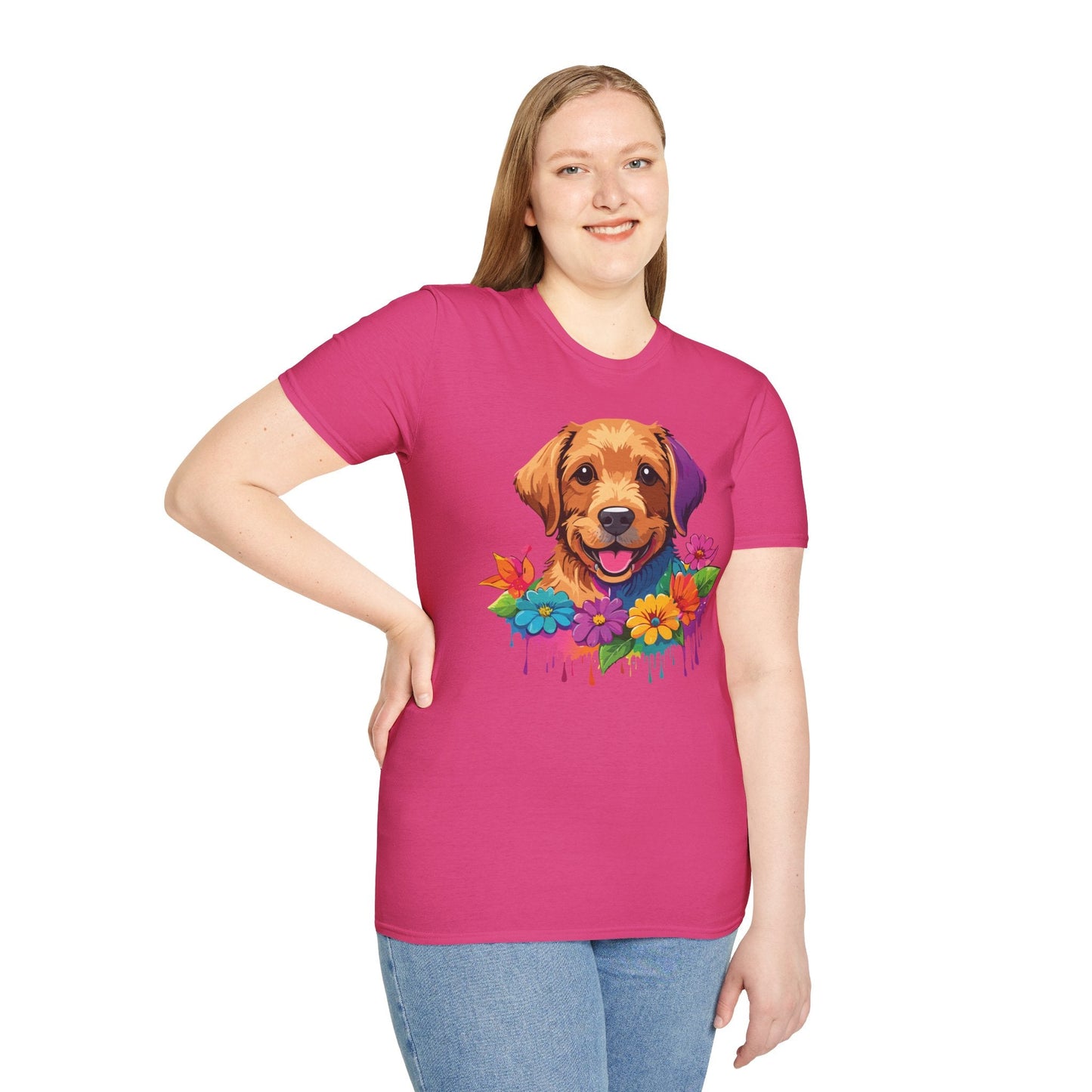 Unisex Dog Shirt With Animals Tee Softstyle Gildan 64000 Comfort Fit