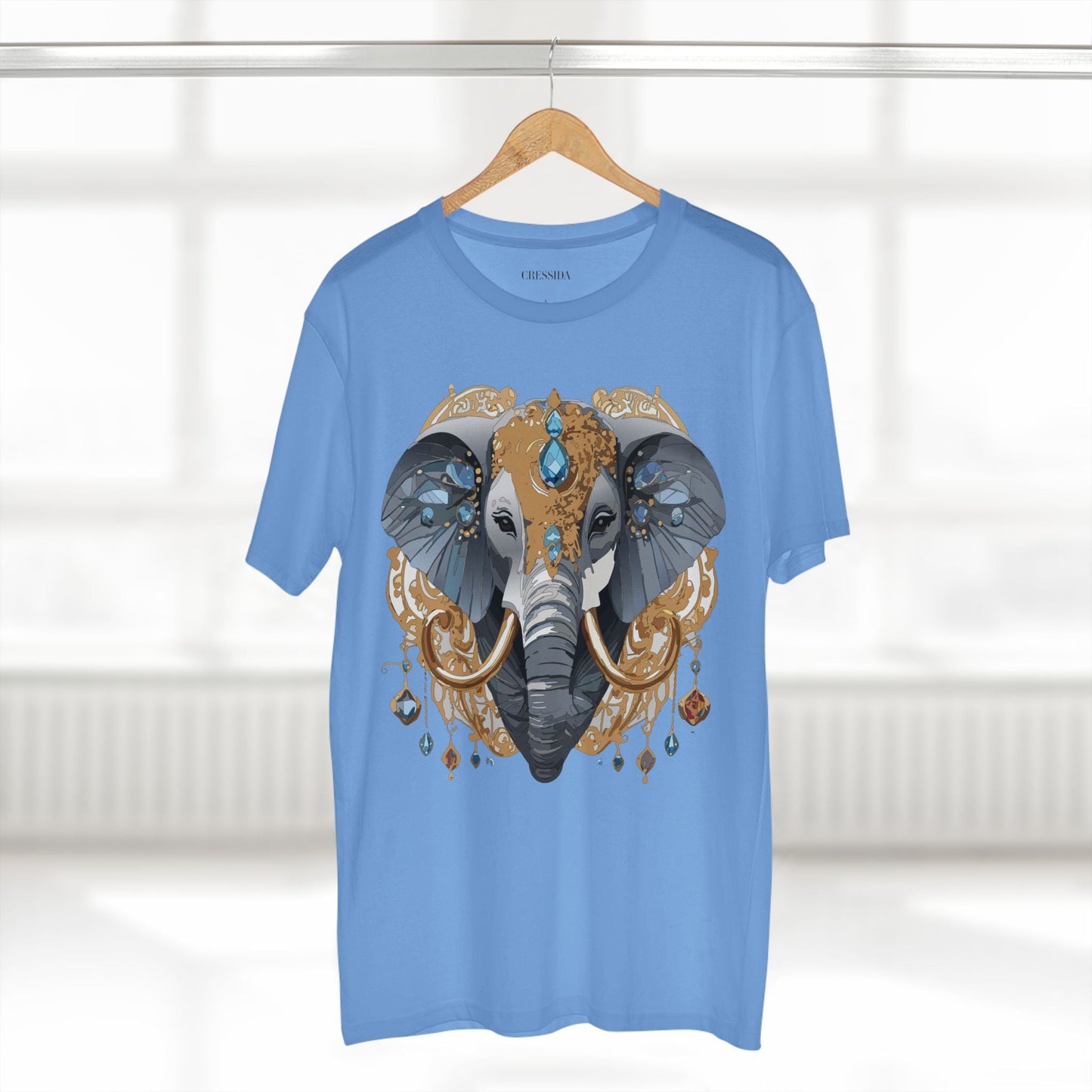 Elephant Graphic Unisex 100 Cotton Tee With Unique Animal Golden Medallion Art Design 39