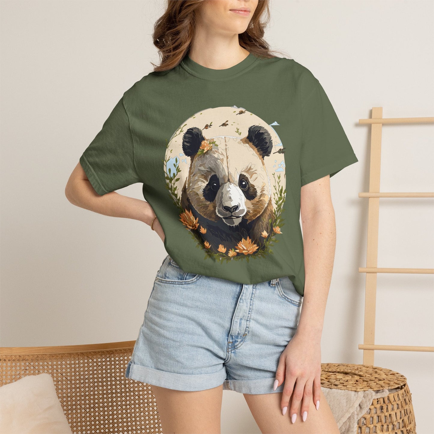 Panda Portrait Graphic T-Shirt Unisex Cotton Floral Animal Art Tee p9