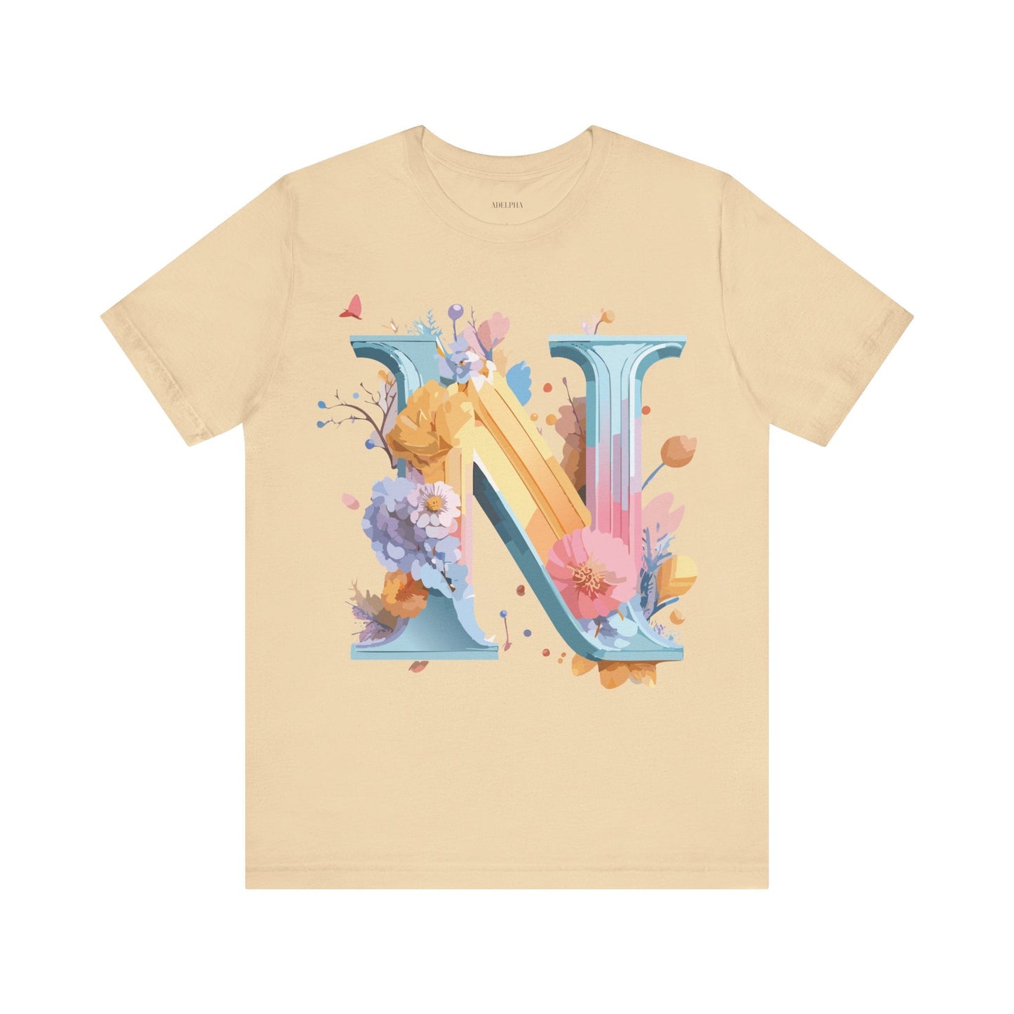 Letter N Shirt Classic Unisex Graphic Tee With Premium Vintage Adelpha Artwork Jersey Short Sleeve