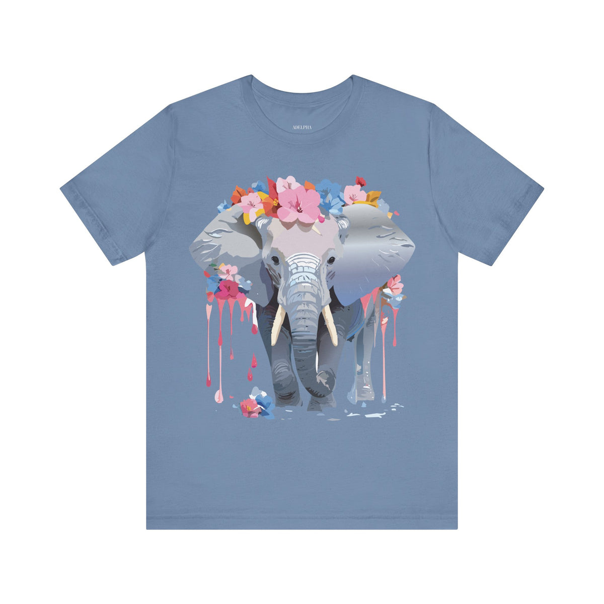 Elephant Graphic Unisex Cotton Bella+Canvas Tee with Art Animal Design d15