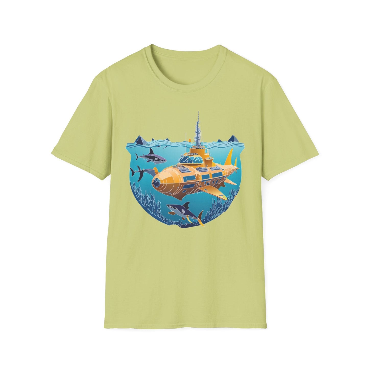 Ocean Tee Shirt Unisex Gildan Softstyle 64000 Ocean Theme Tee With U Boat Design