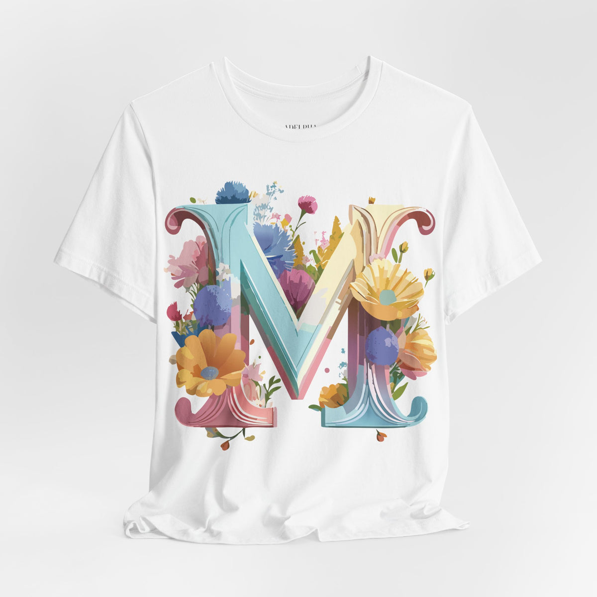 Letter M Graphic Unisex Cotton Bella+Canvas Tee with Art Letter Design
