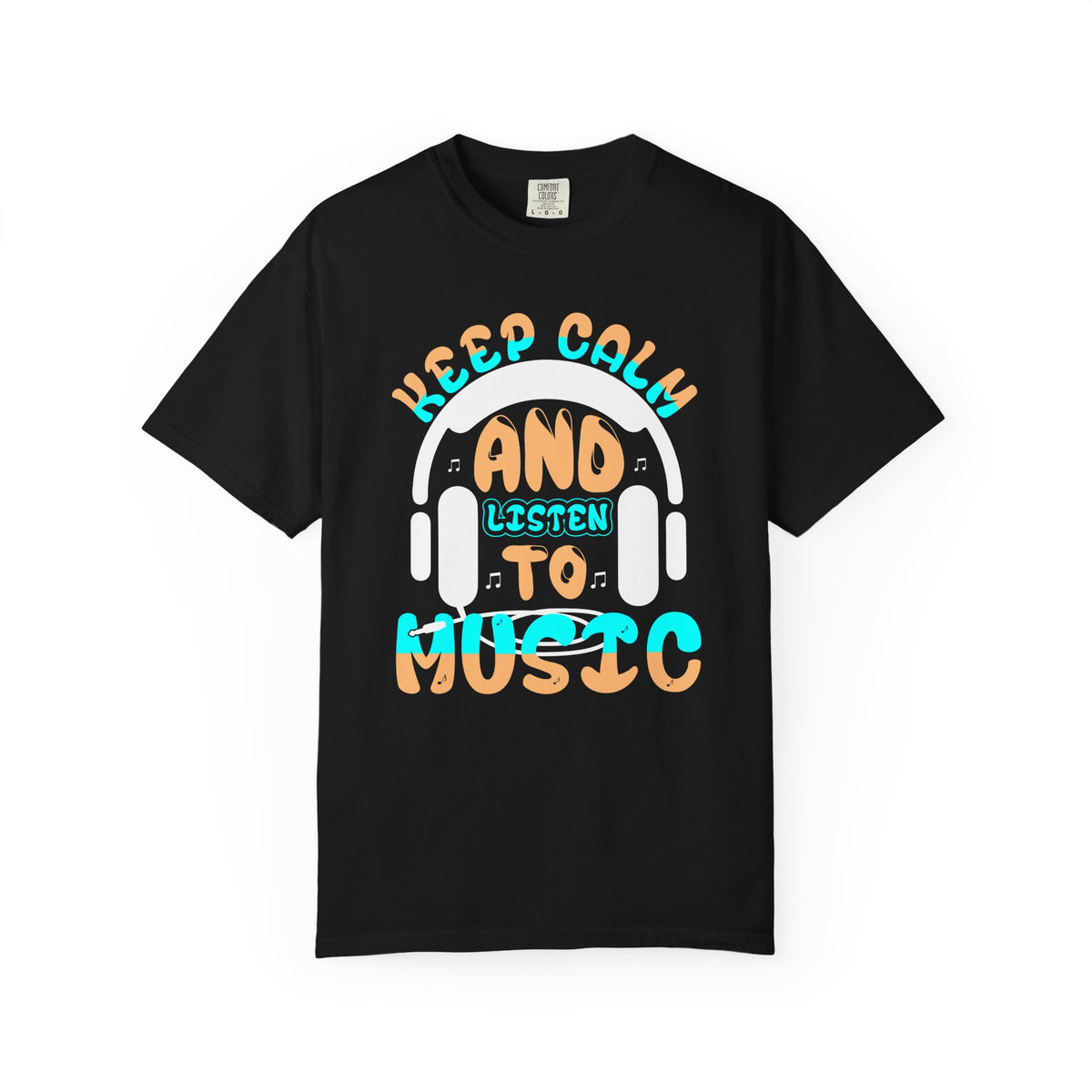Keep Calm and Listen to Music T-Shirt Headphones Graphic Unisex Cotton Tee 055