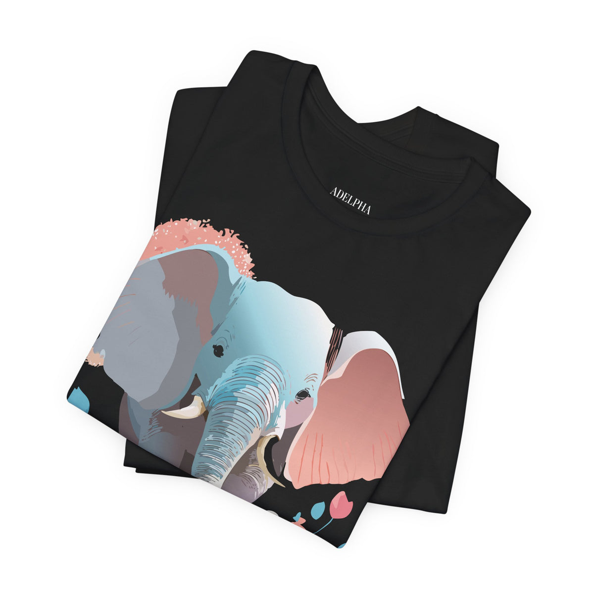 Elephant Graphic Unisex Cotton Bella+Canvas Tee with Art Animal Design d16