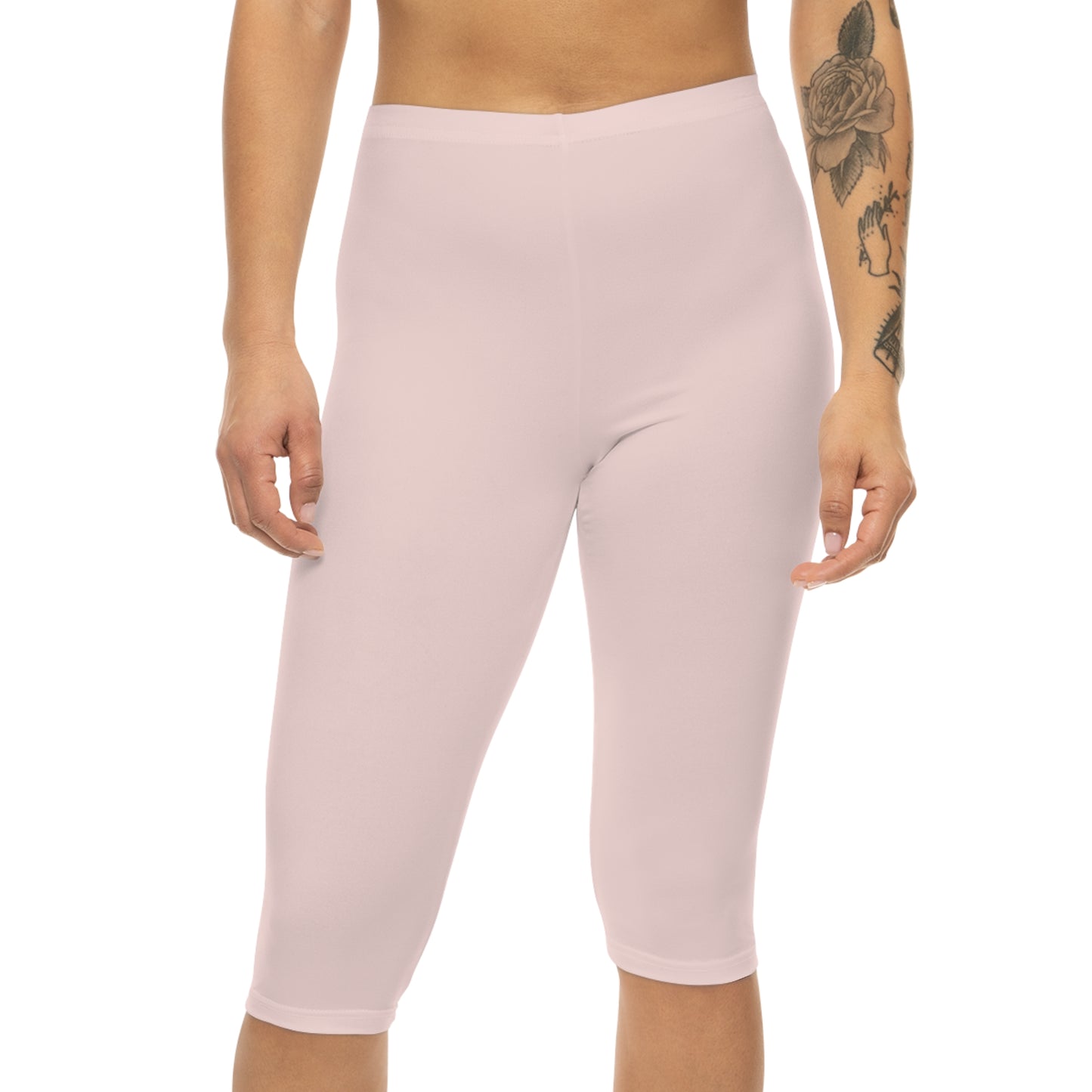 Soft Blush Color Women's Brushed Suede Poly Span Casual Capri Leggings XS-2XL