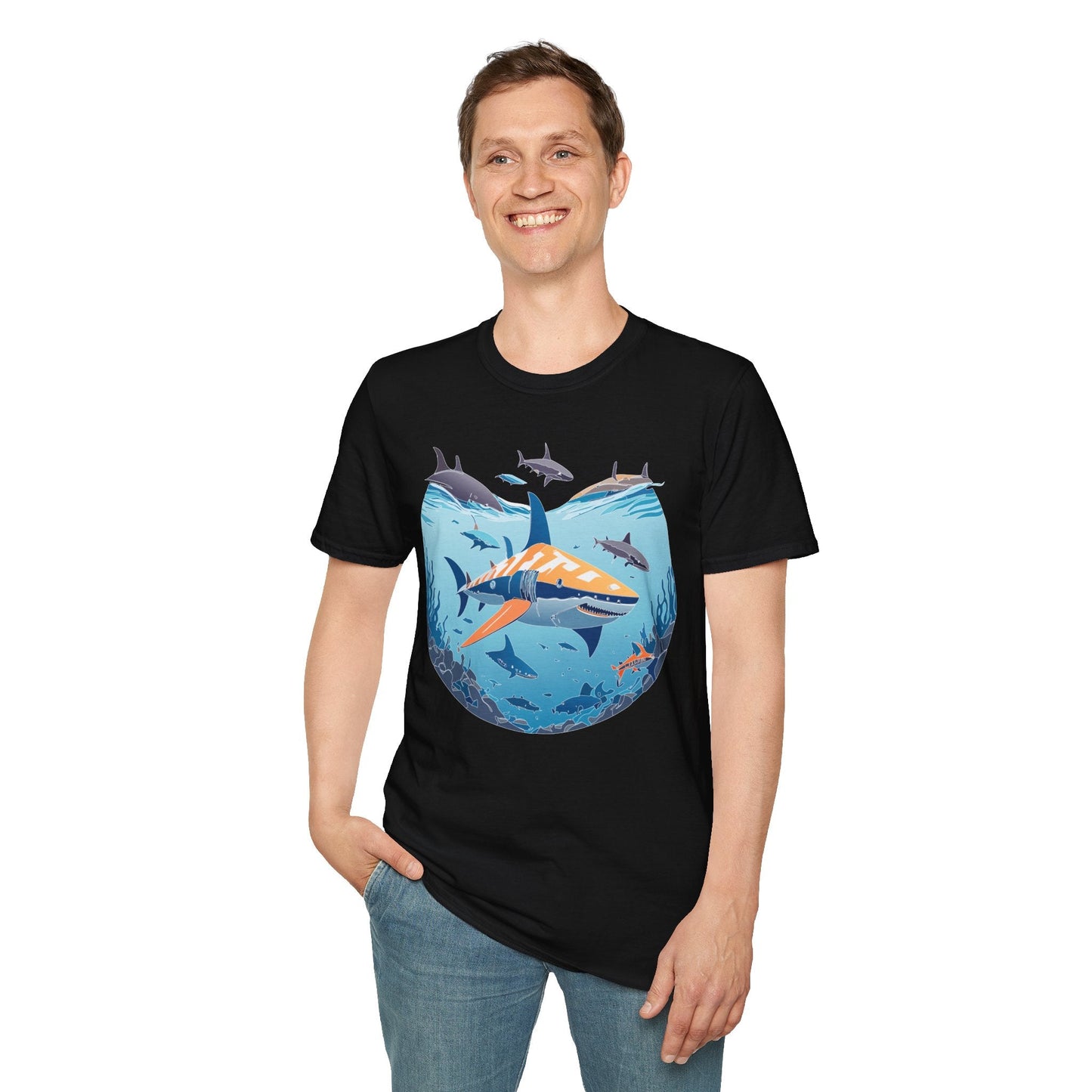 Ocean Tee Shirt Unisex Softstyle Gildan 64000 100 Percent Ring Spun Cotton Breathable U Boat Design