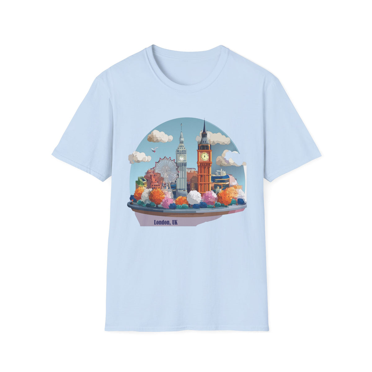 London Skyline illustration T-Shirt | Big Ben, London Eye, cityscape