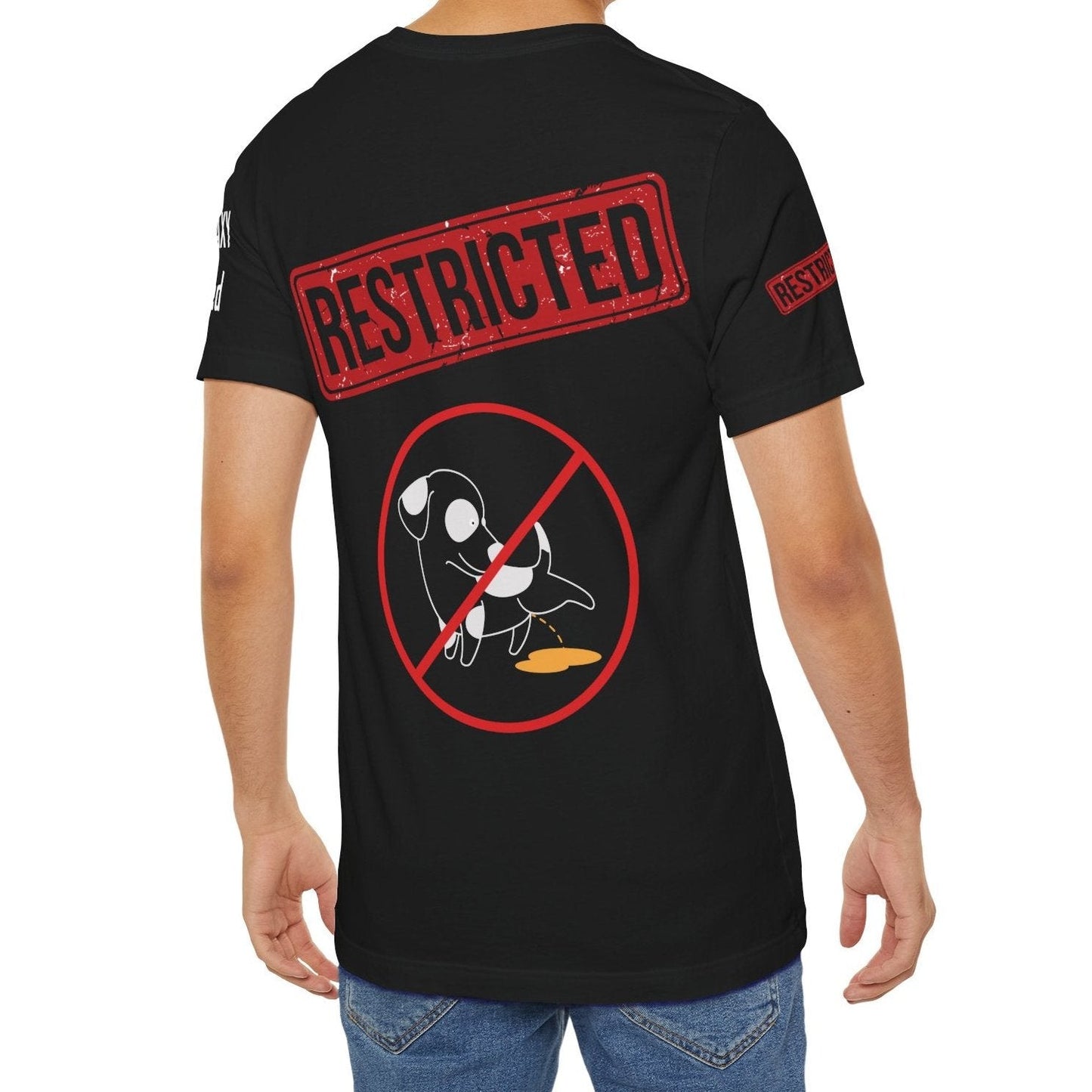 Bad Galaxy Tee Shirt With Red Stamp Made To Order 100 Percent Cotton Eco Friendly Inks USA