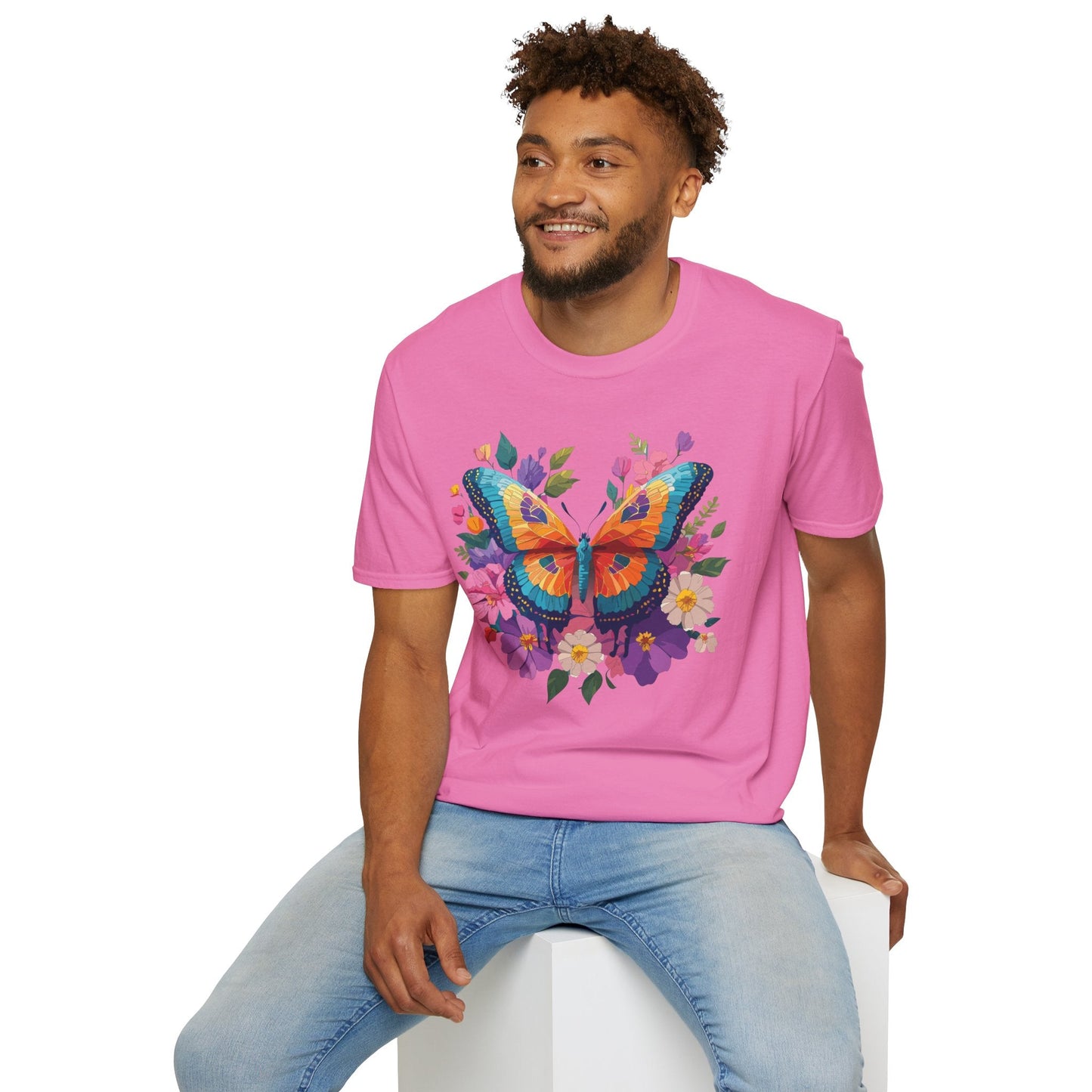 Butterfly Themed Unisex Softstyle T Shirt 100 Cotton Monarch Design Tee Gildan 64000