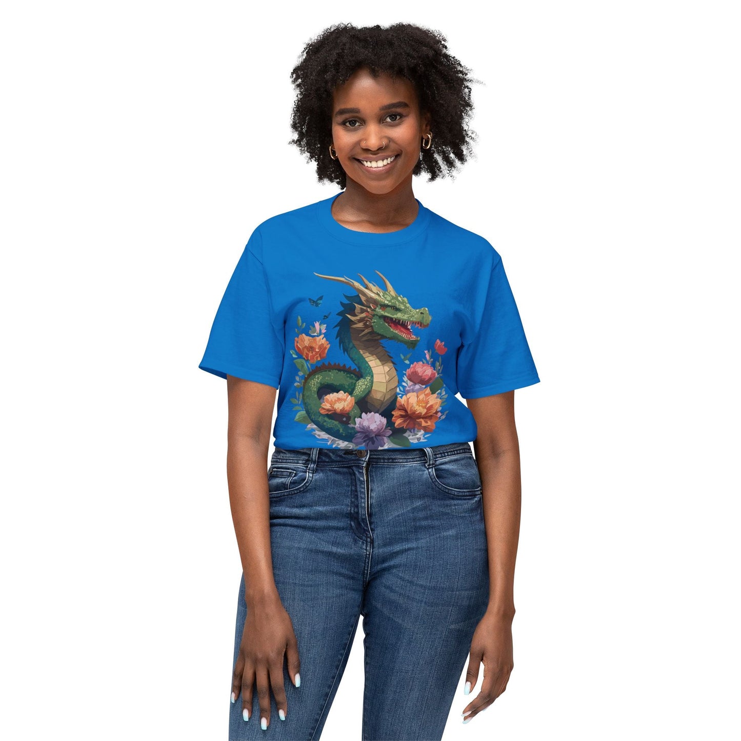 Dragon T Shirt With Art Print HD Cotton Unisex Tee Vintage Dragon Design