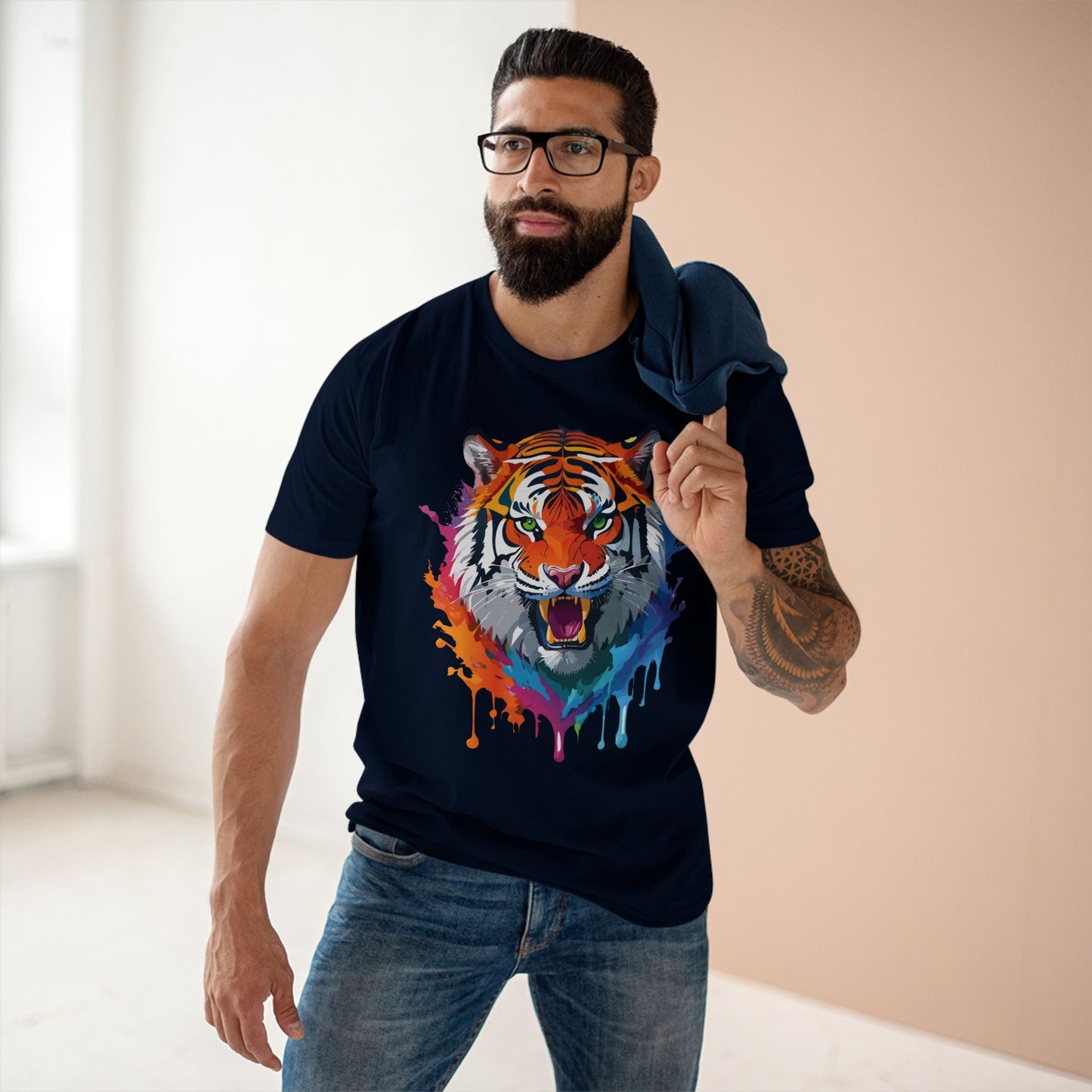 Tiger Graphic Unisex 100 Cotton Staple Tee with Animal Design Artwork 33