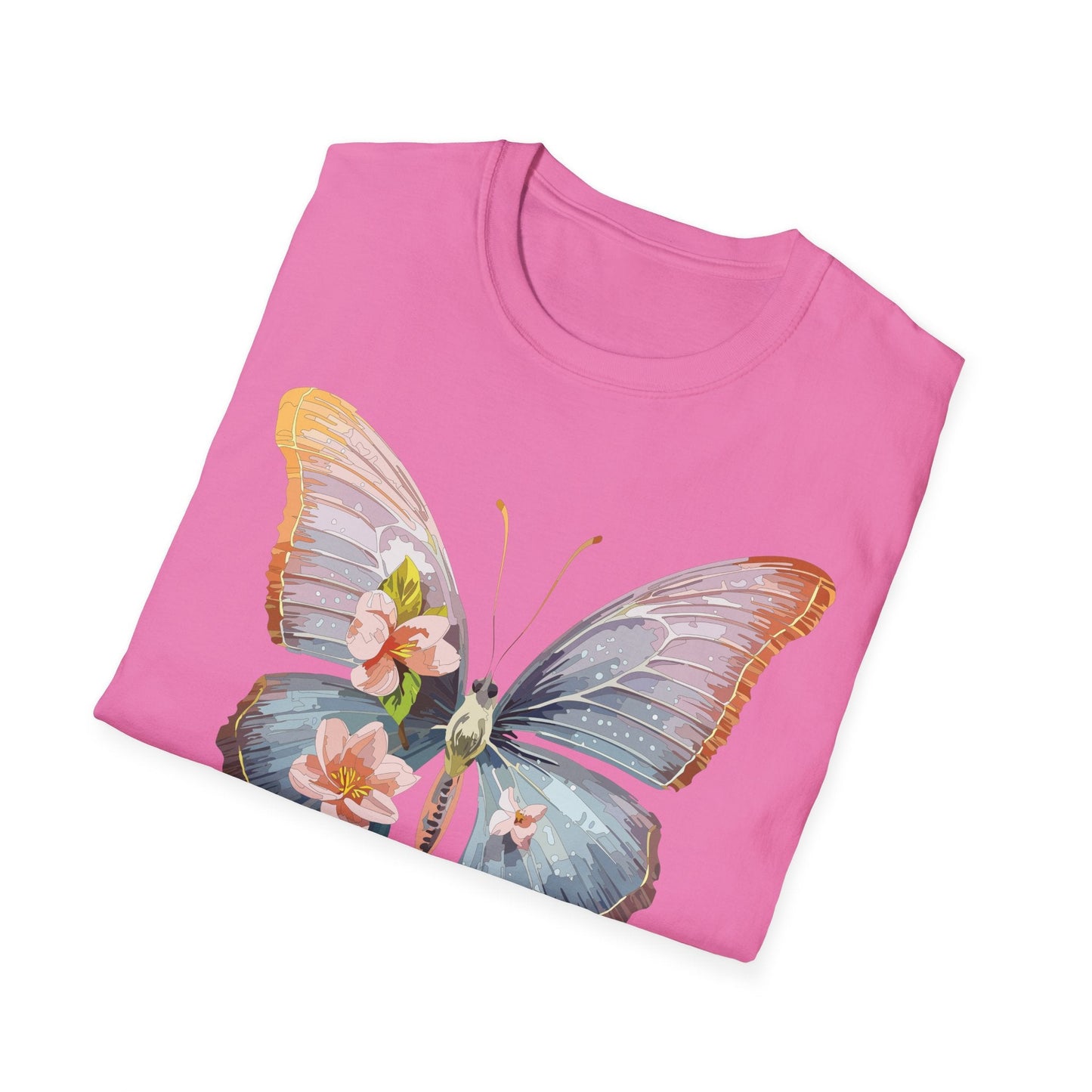 Butterfly Print T Shirt For Men Women Unisex Monarch Design Softstyle Cotton Tee