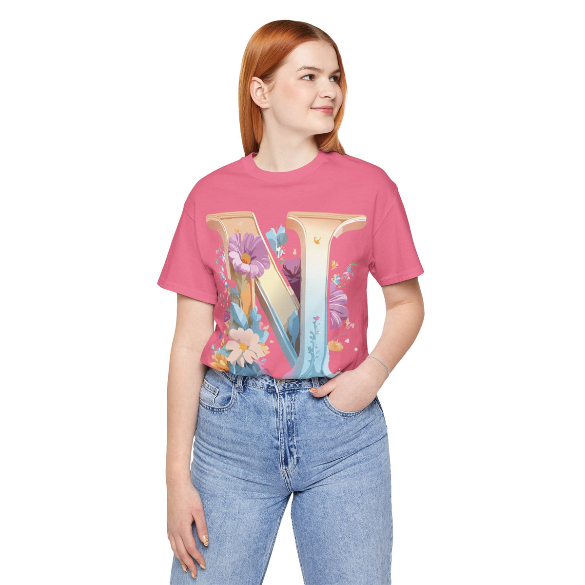 Letter N Graphic Unisex Cotton Bella+Canvas Tee with Art Letter Design