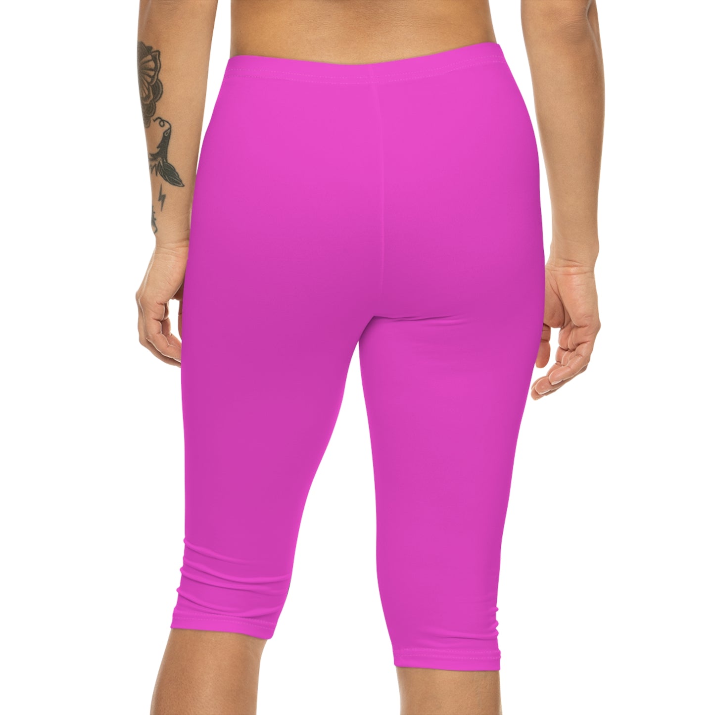 Cotton Bloom Pink Color Women's Brushed Suede Poly Span Casual Capri Leggings XS-2XL