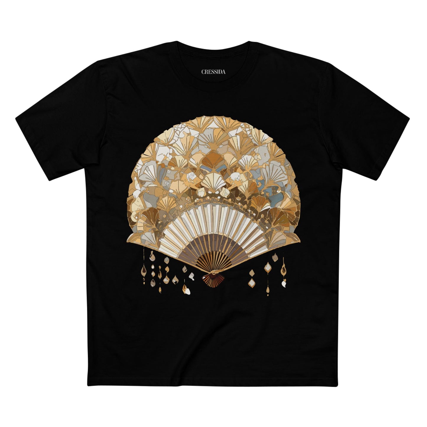 Antique Fan Graphic Design T-Shirt Unisex 100 Cotton Floral Carnival Artwork Tee 10