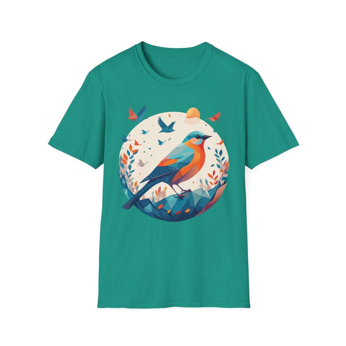 Colorful Geometric Bird T-Shirt | Vibrant Bird Illustration