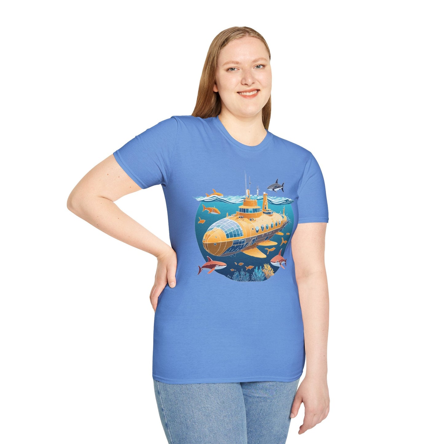 Ocean Themed Unisex Softstyle T Shirt 100 Percent Ring Spun Cotton U Boat Design Tee Everyday