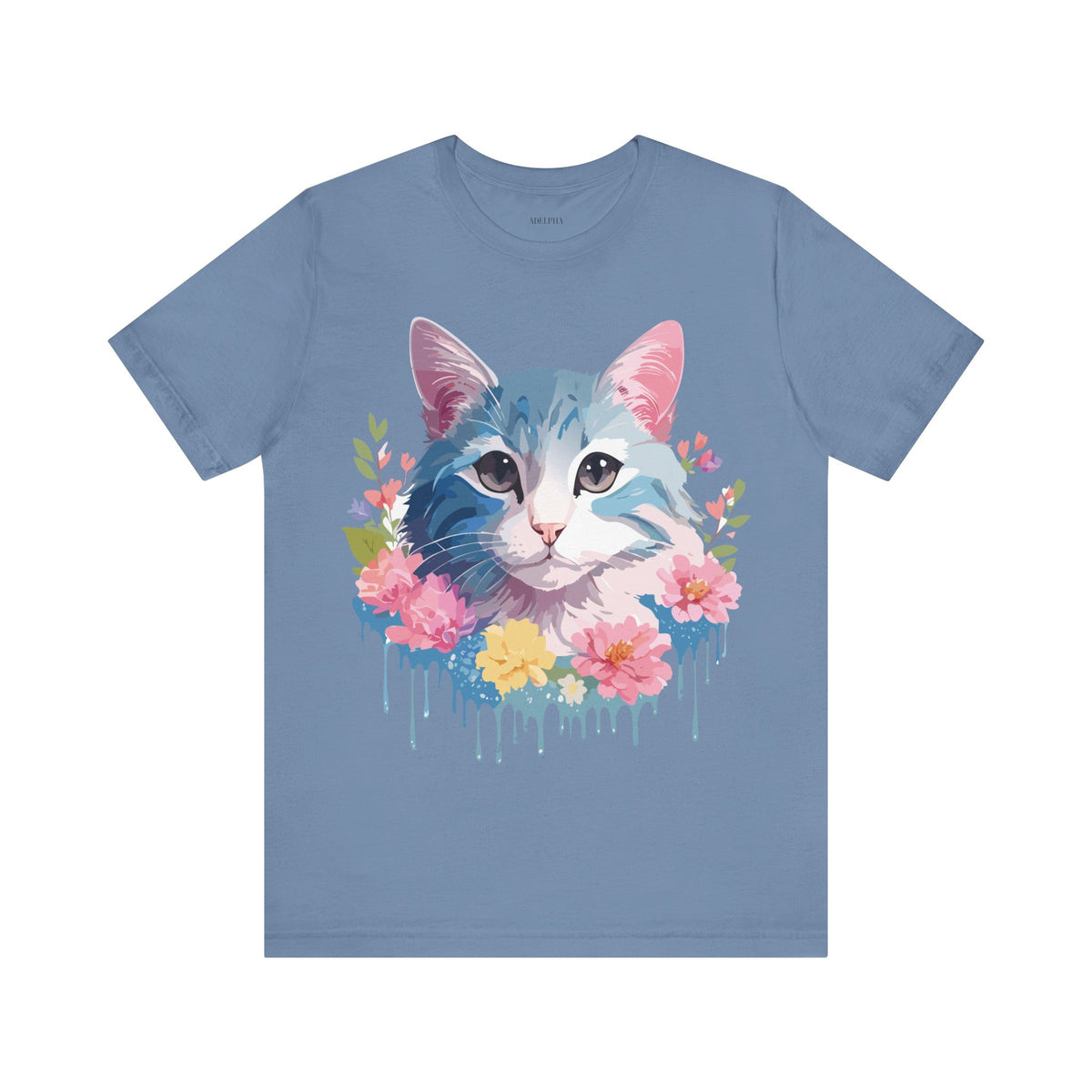 Cat Graphic Unisex Cotton Bella+Canvas Tee with Art Animal Design e105