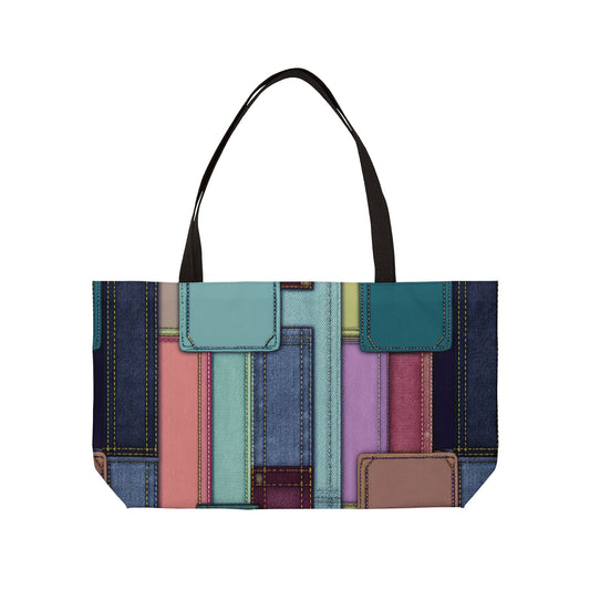 Denim Print Yoga Bag High-Quality 100% Spun Polyester 24x13 Canvas Gym Bag 52