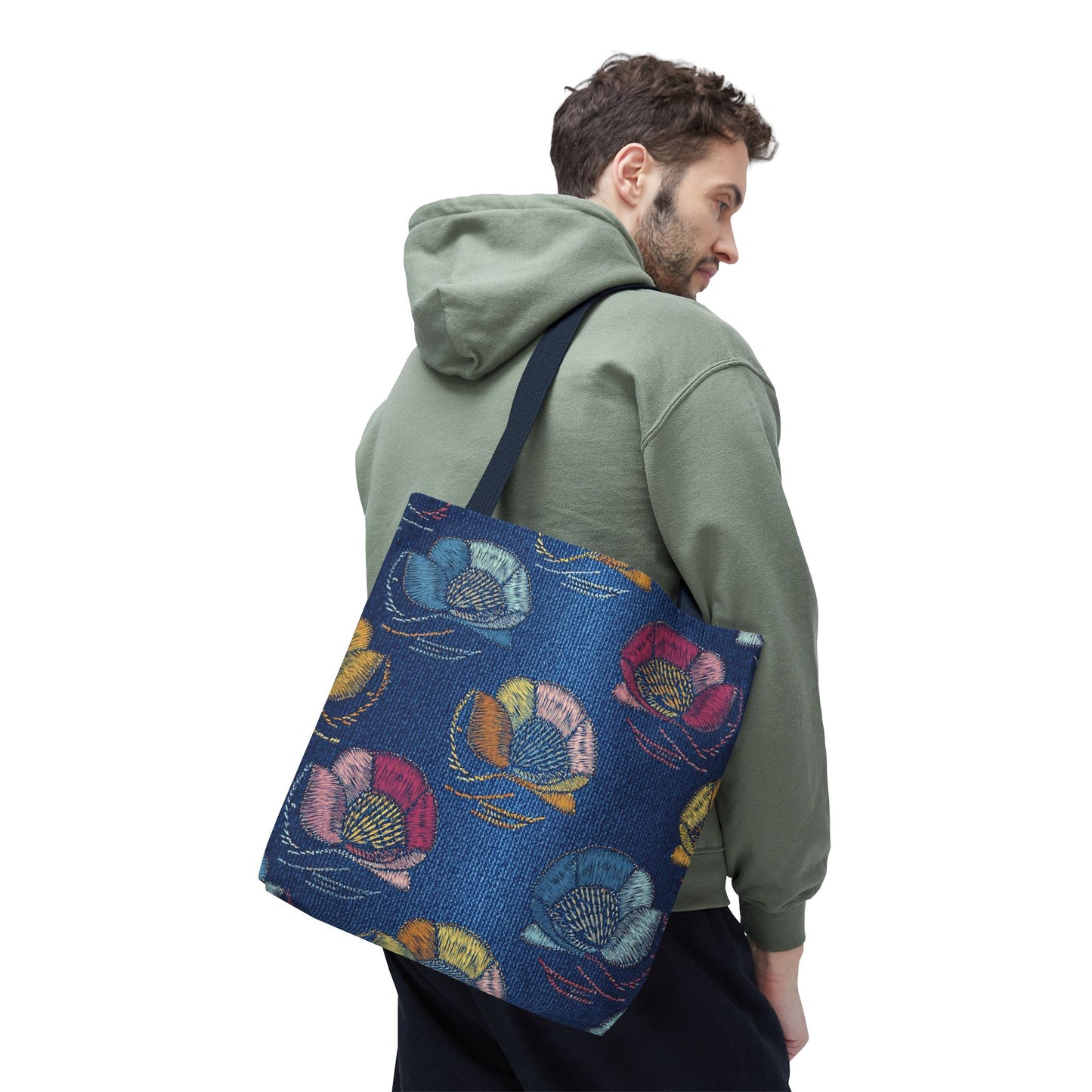 Denim Fabric Imitation Print Unisex Canvas Bag Poly Spun 3 Sizes Tote Bag 165