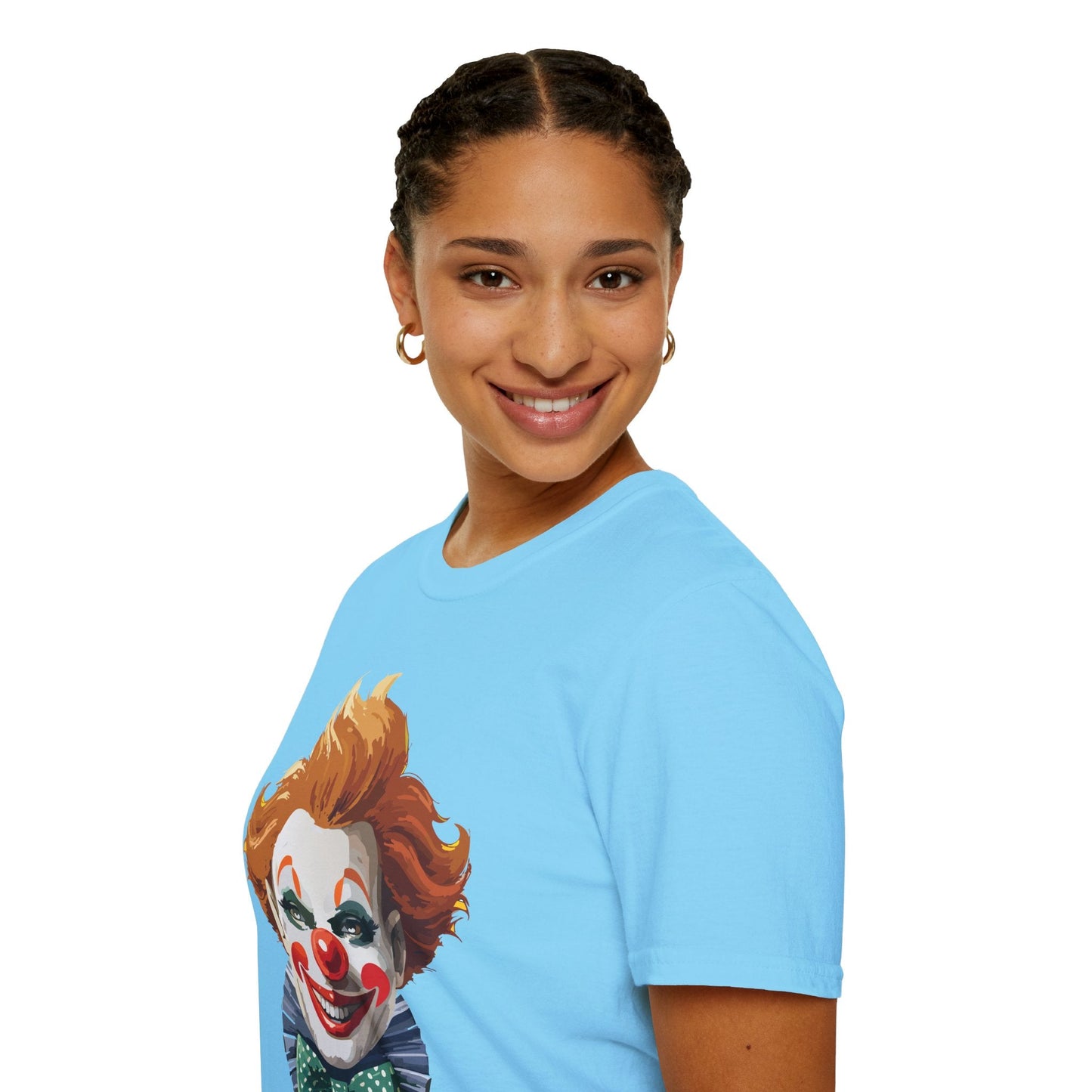 Clown Theme T Shirt Funny Man Circus Scary Man Unisex Gildan Softstyle Graphic Tee Everyday Wear