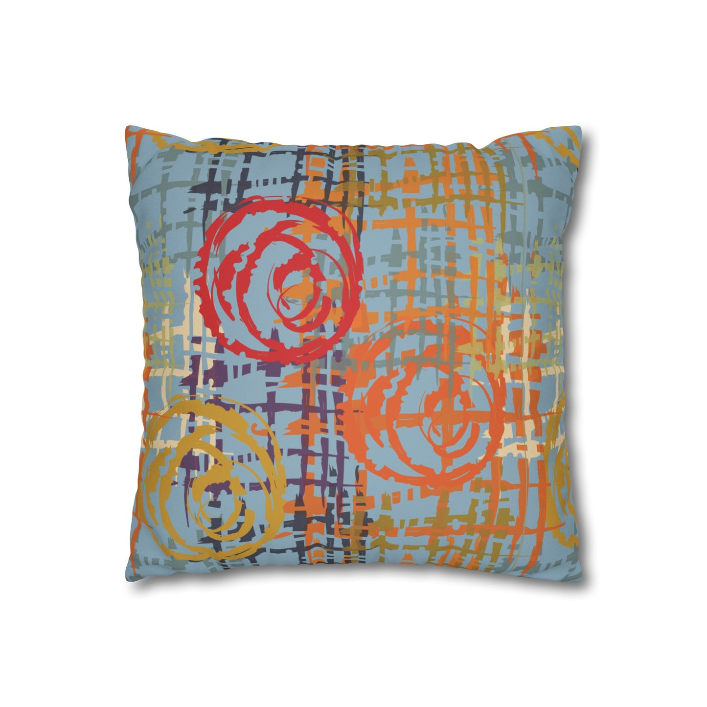 Faux Suede Pillowcase with Abstract print