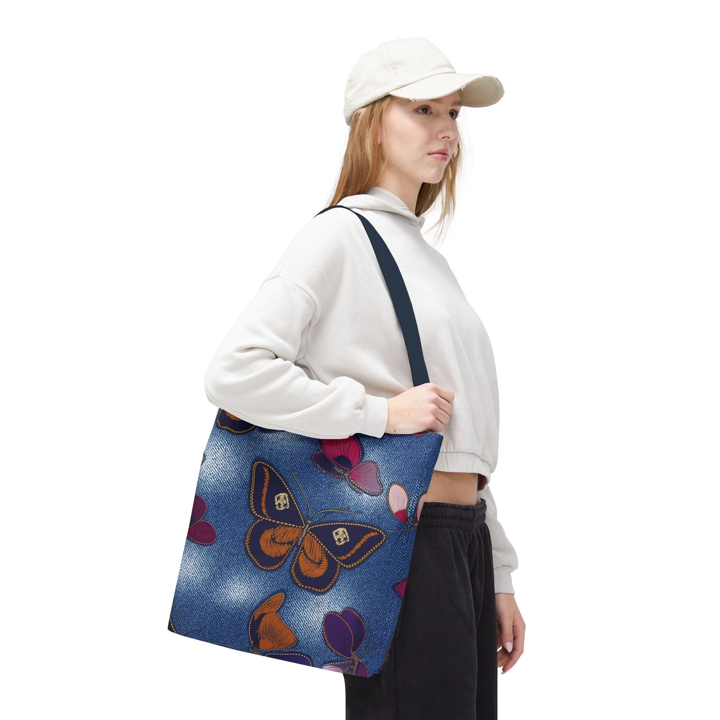 Denim Fabric Imitation Print Unisex Canvas Bag Poly Spun 3 Sizes Tote Bag 174