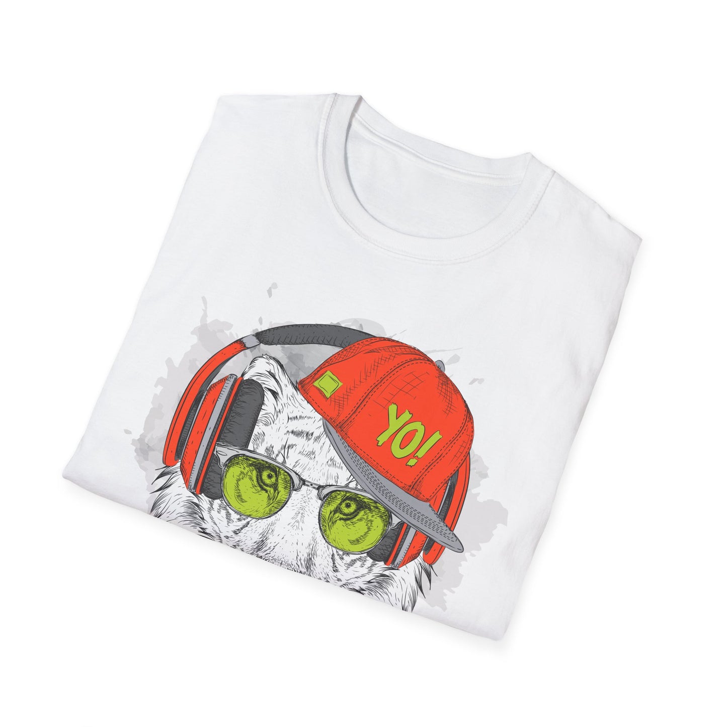 Tiger with Headphones T-Shirt Unisex Cotton Short Sleeves I  Music Graphic Tee