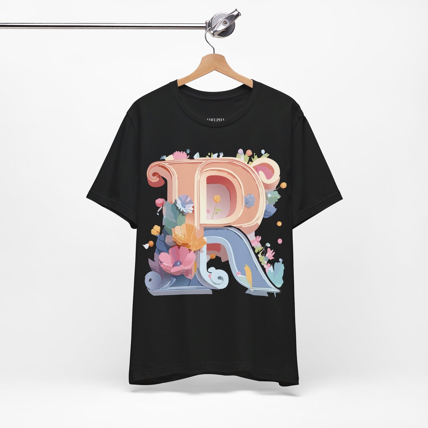 Letter R Shirt Unisex Graphic Tee Premium Cotton Vintage Inspired Art By Adelpha Short Sleeve