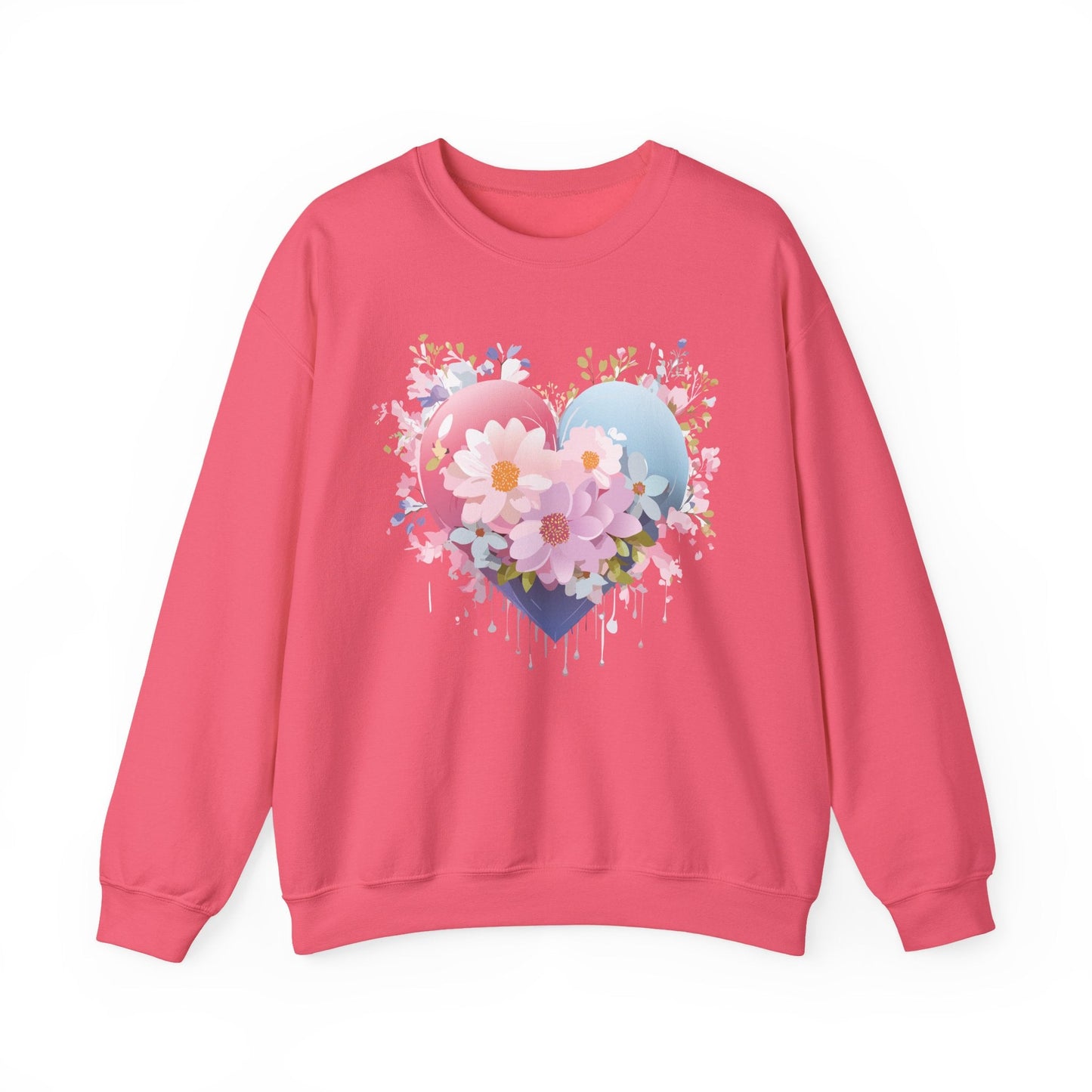 Floral Heart Unisex Crewneck Sweatshirt Gildan 18000 Heavy Blend 50 Cotton 50 Polyester