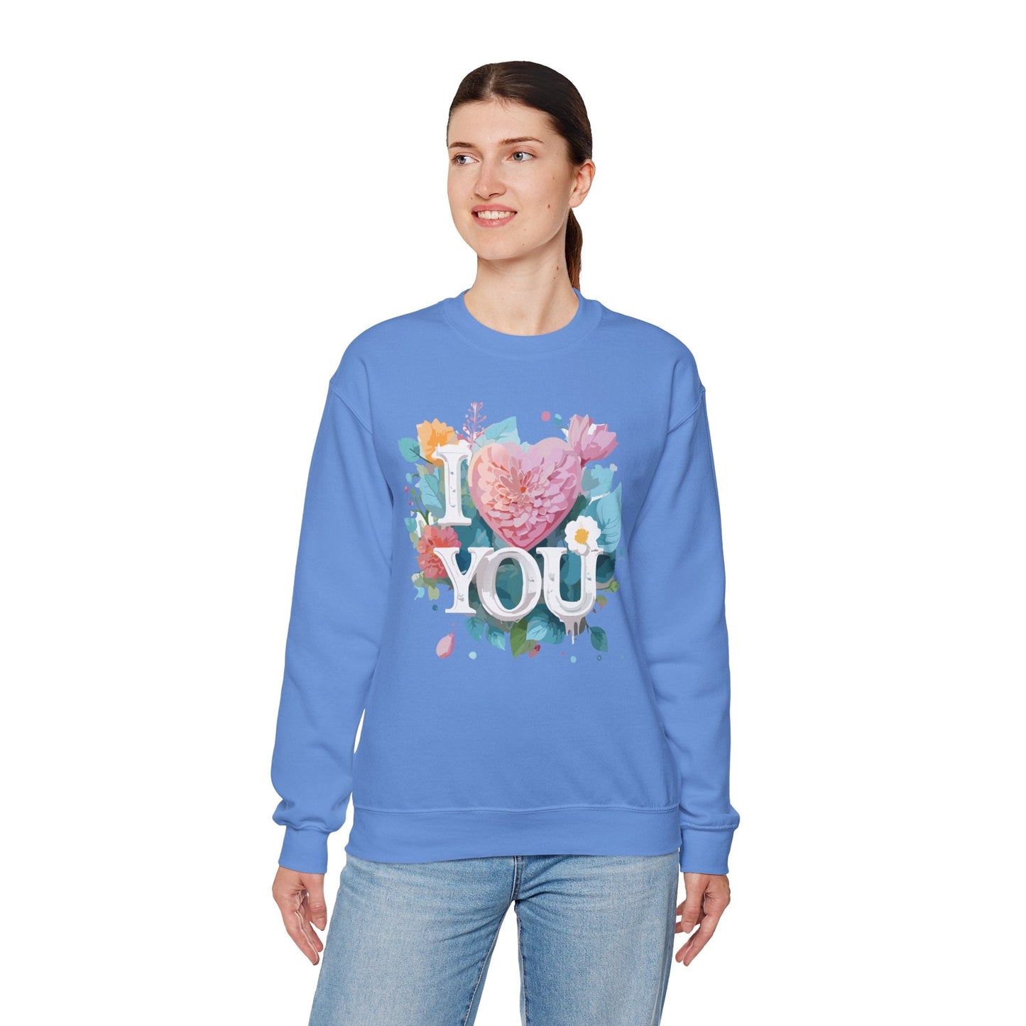 Floral Love Sweatshirt Unisex Valentines Day Gift 50 50 Cotton Polyester Crewneck
