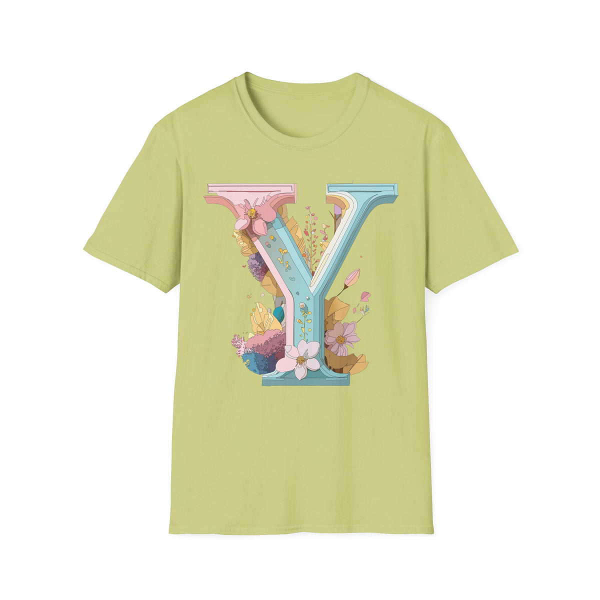 Floral Letter V T-Shirt | Pastel Monogram Tee