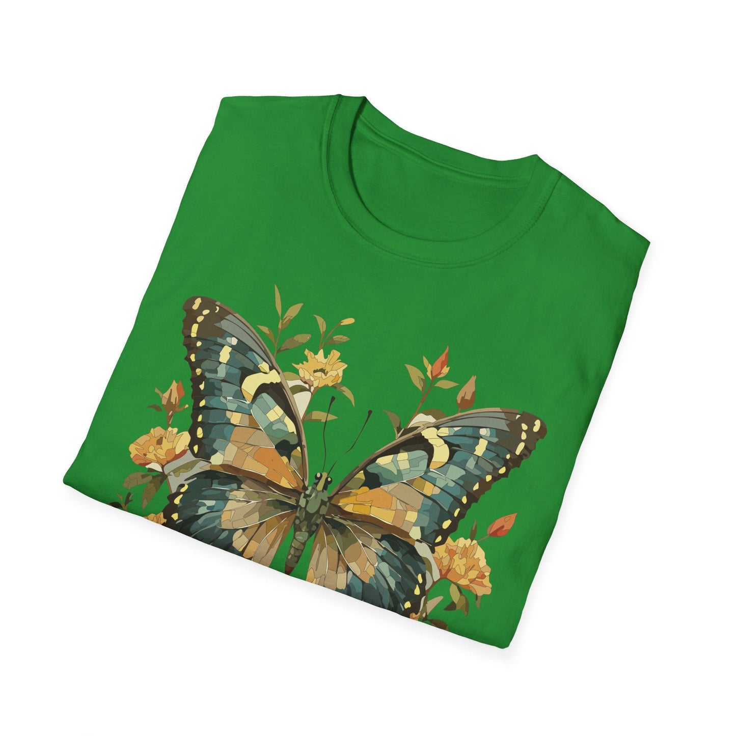 Butterfly Print T Shirt Unisex Monarch Shirt Gildan Softstyle 64000 Ring Spun Cotton