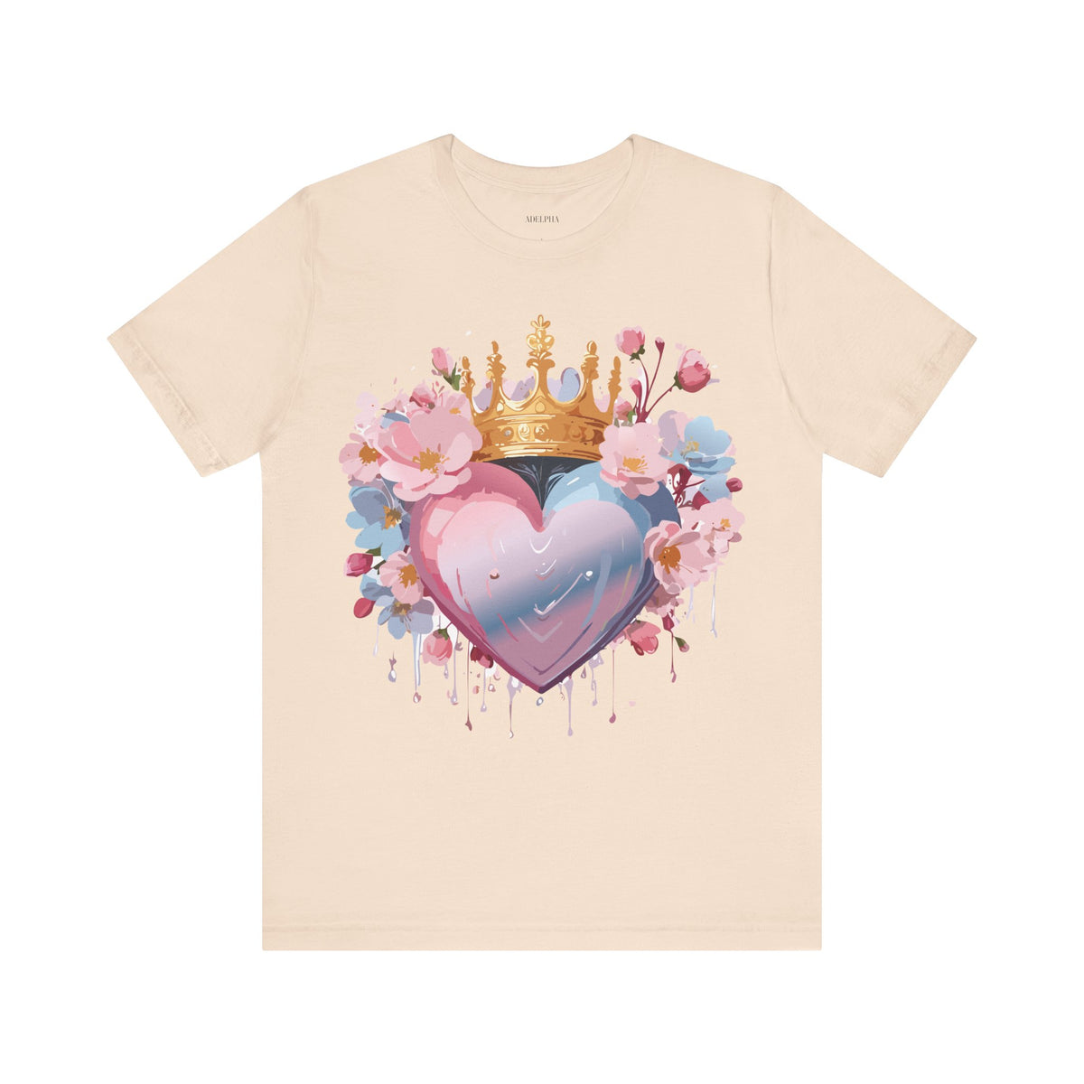 Valentine's Day Graphic Unisex Cotton Bella+Canvas Tee with Floral Art Design d131