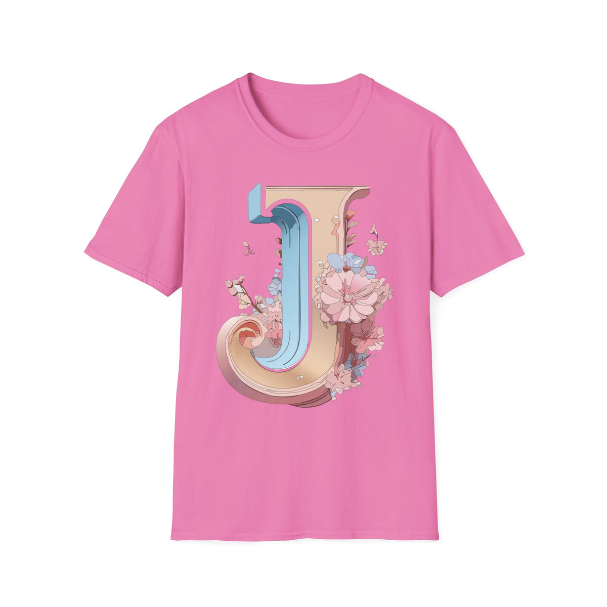 Floral Letter J T-Shirt | Botanical Monogram Tee