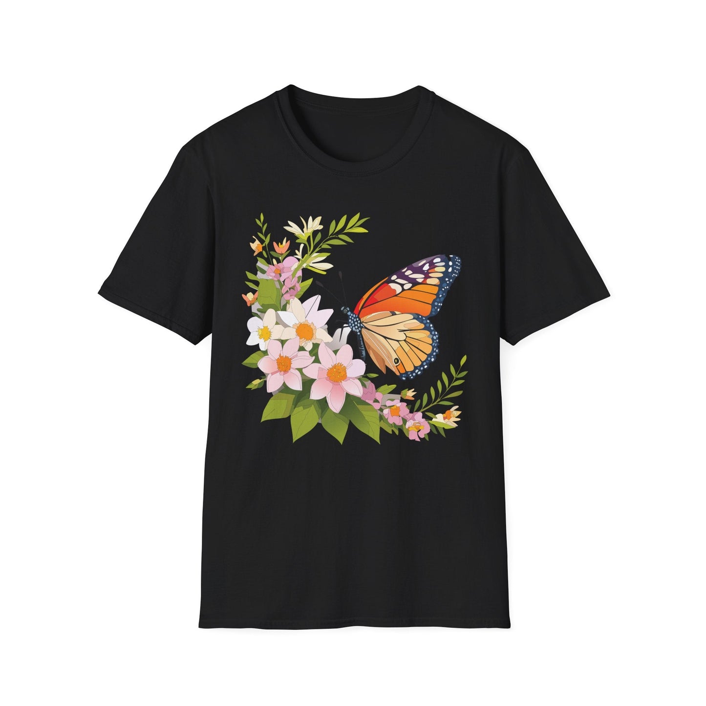 Monarch Butterfly T Shirt Unisex Softstyle Gildan 64000 100 Percent Cotton Tee Breathable
