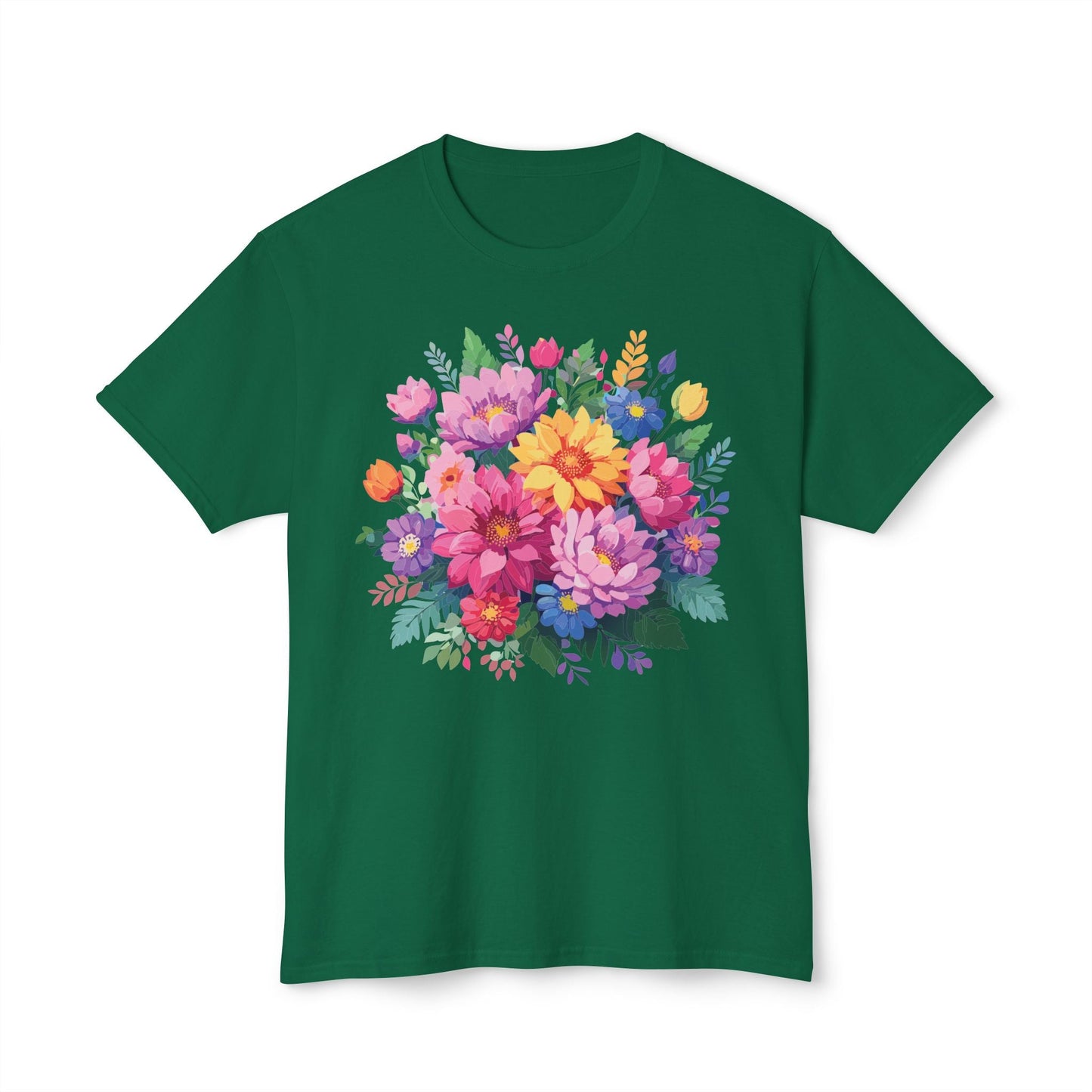 Unisex Floral T Shirt With Full Color Art Print Made In USA 100 Percent Cotton Breathable