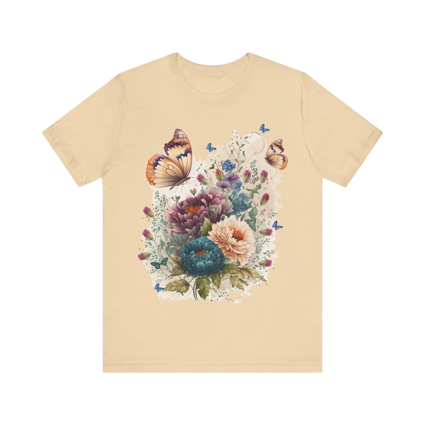 Cotton Tee Shirt with Butterfly Prints