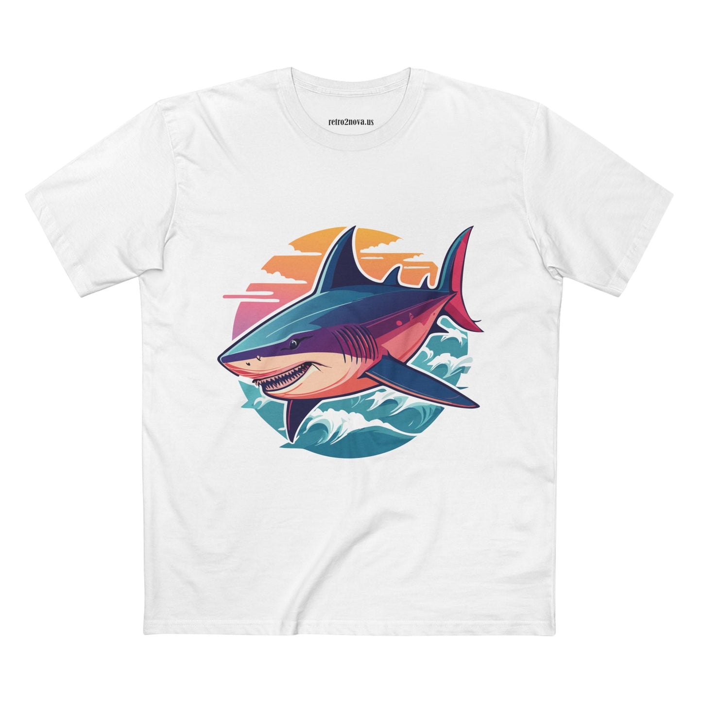 Shark Animal Shirt Unisex Premium Cotton Tee With Original Art Design From Retro2Nova Art Collection Breathable Everyday