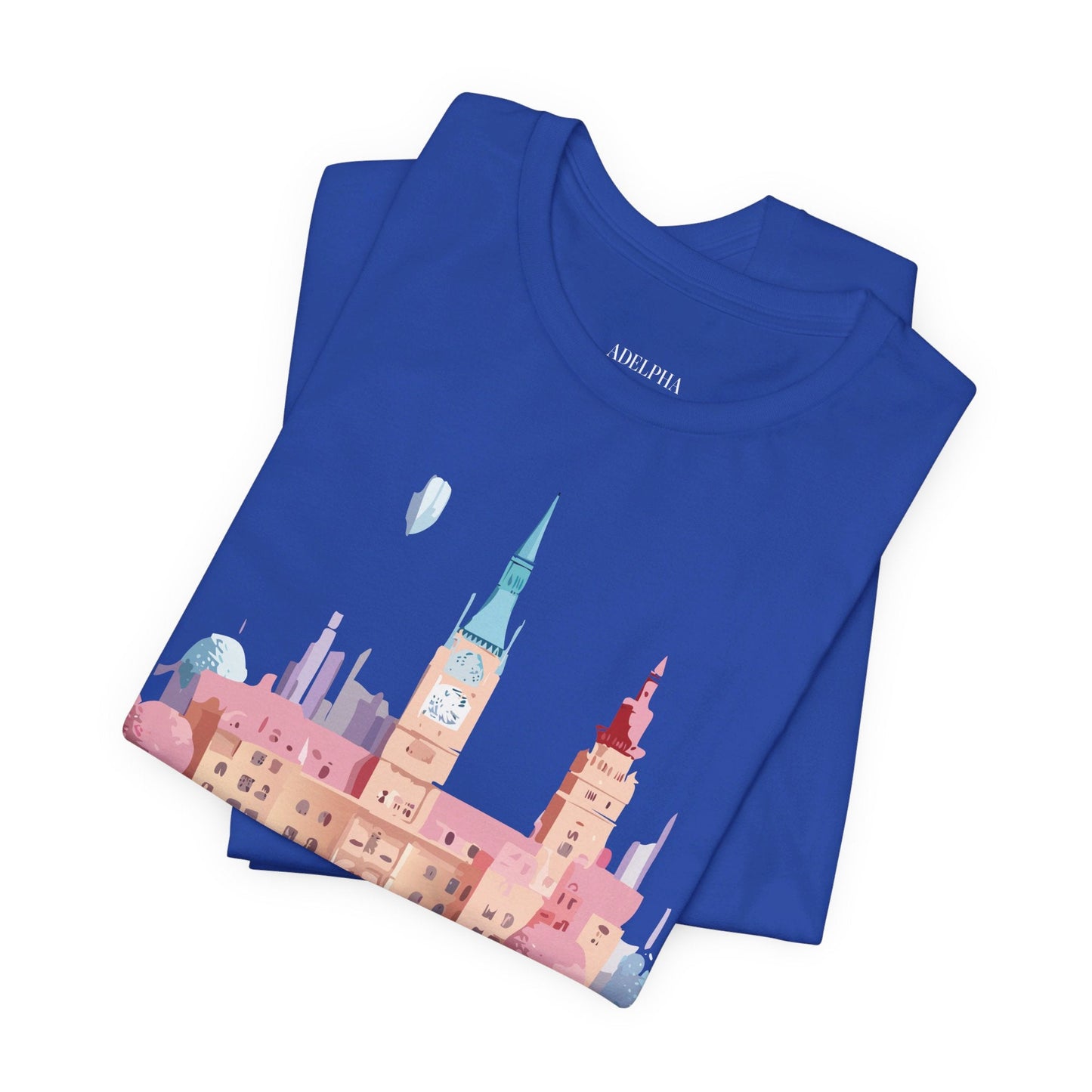 Prague Tourist Shirt Unisex Short Sleeve Graphic Tee Featuring Adelpha Vintage Artwork