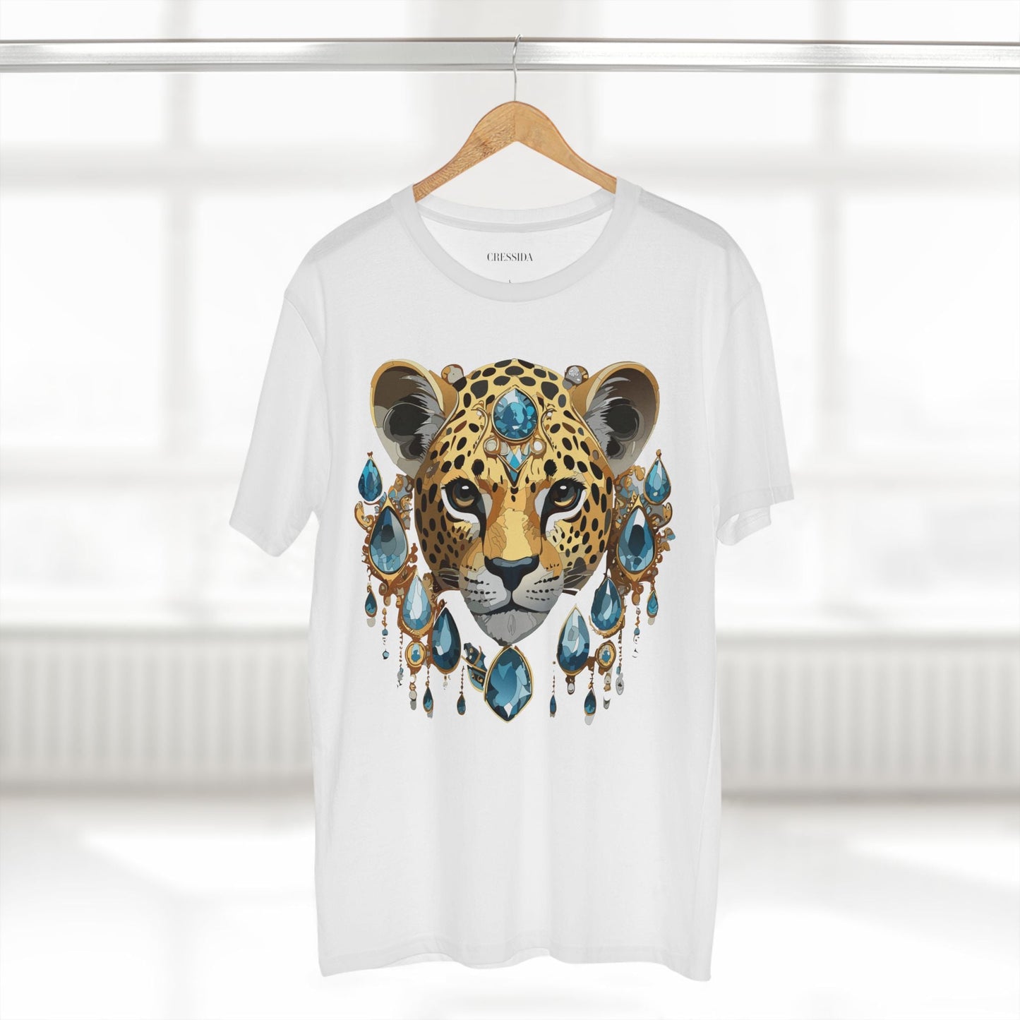 Cheetah Graphic Unisex 100 Cotton Tee With Unique Animal Golden Medallion Art Design 48