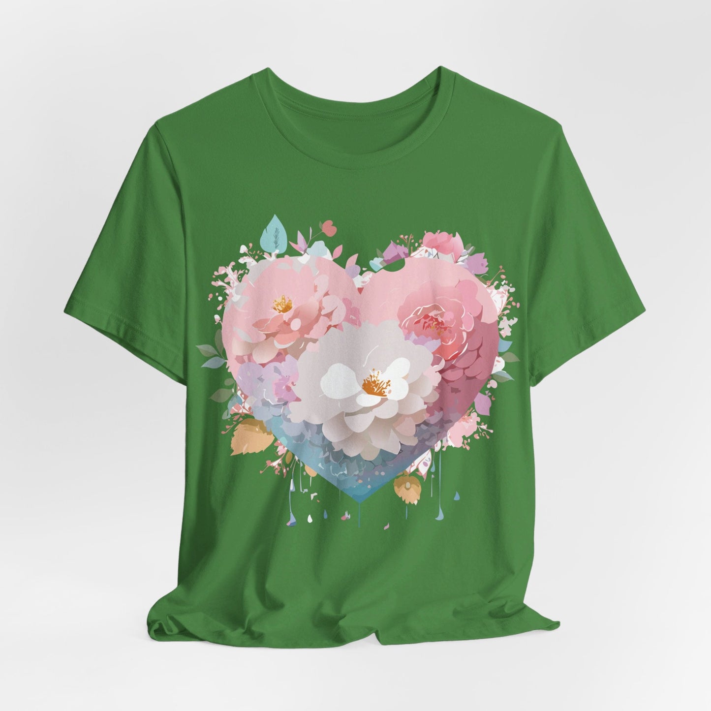Valentine Day Graphic Unisex 100 Cotton Vintage Artwork with Love and Flower Design Tee 34