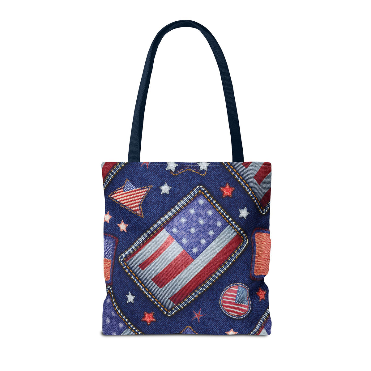 4th of July Graphic Denim Fabric Imitation Print Unisex Canvas Bag Poly Spun 3 Sizes Tote Bag 200-6